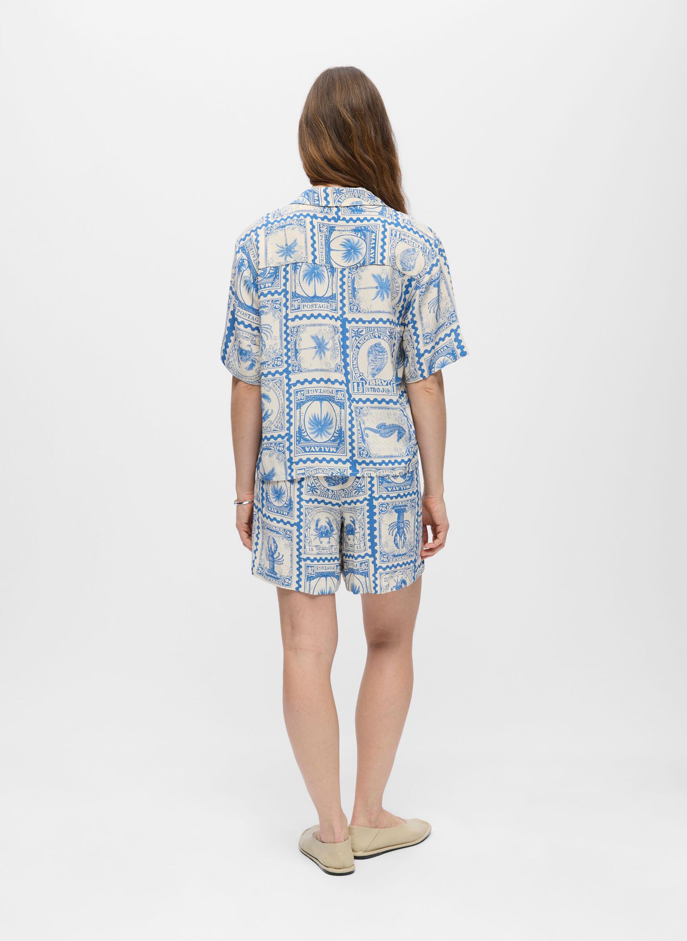 Rechte blouse met print OBJECT Beige