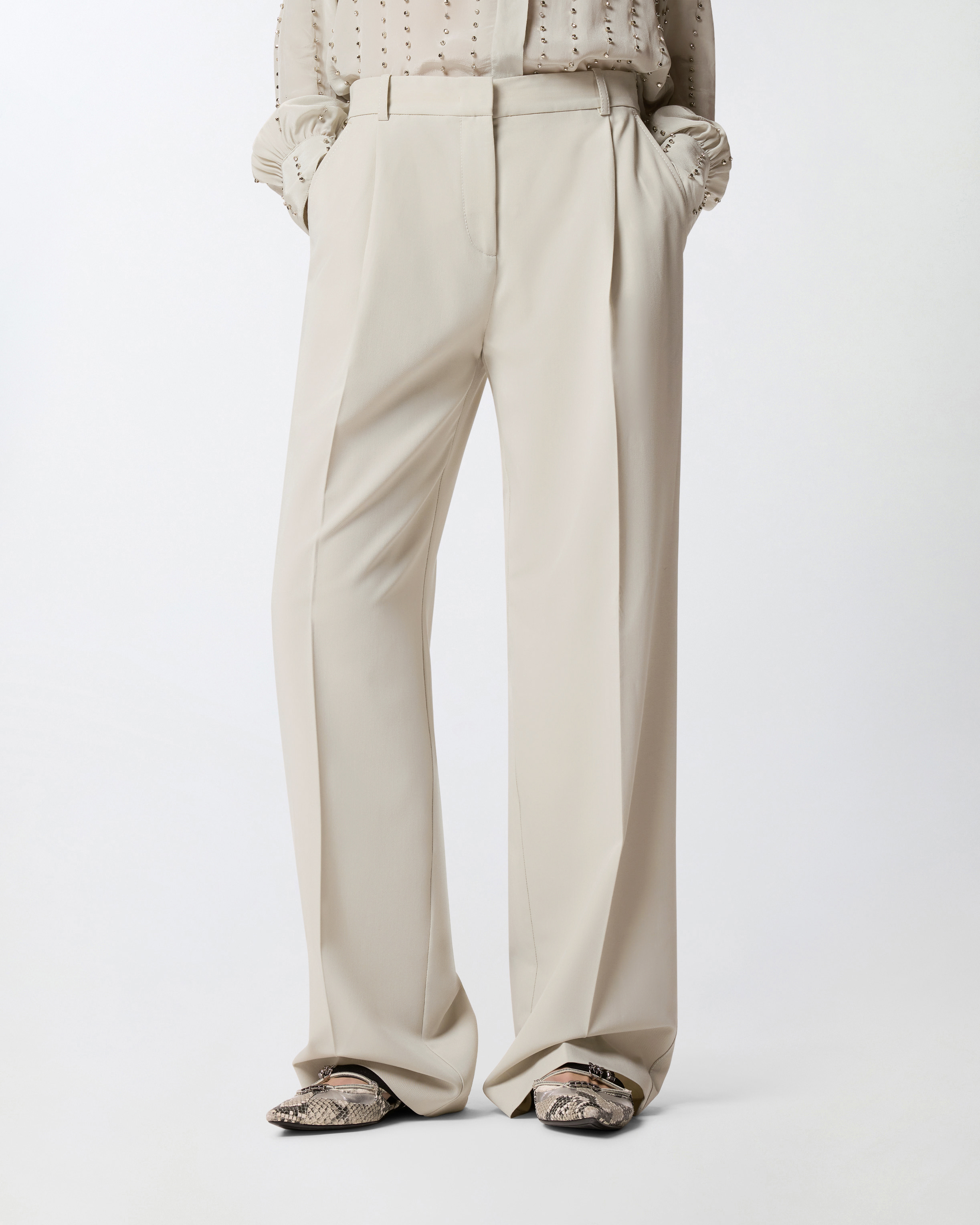 Flowy pants with a sharp pleat PINKO Grey