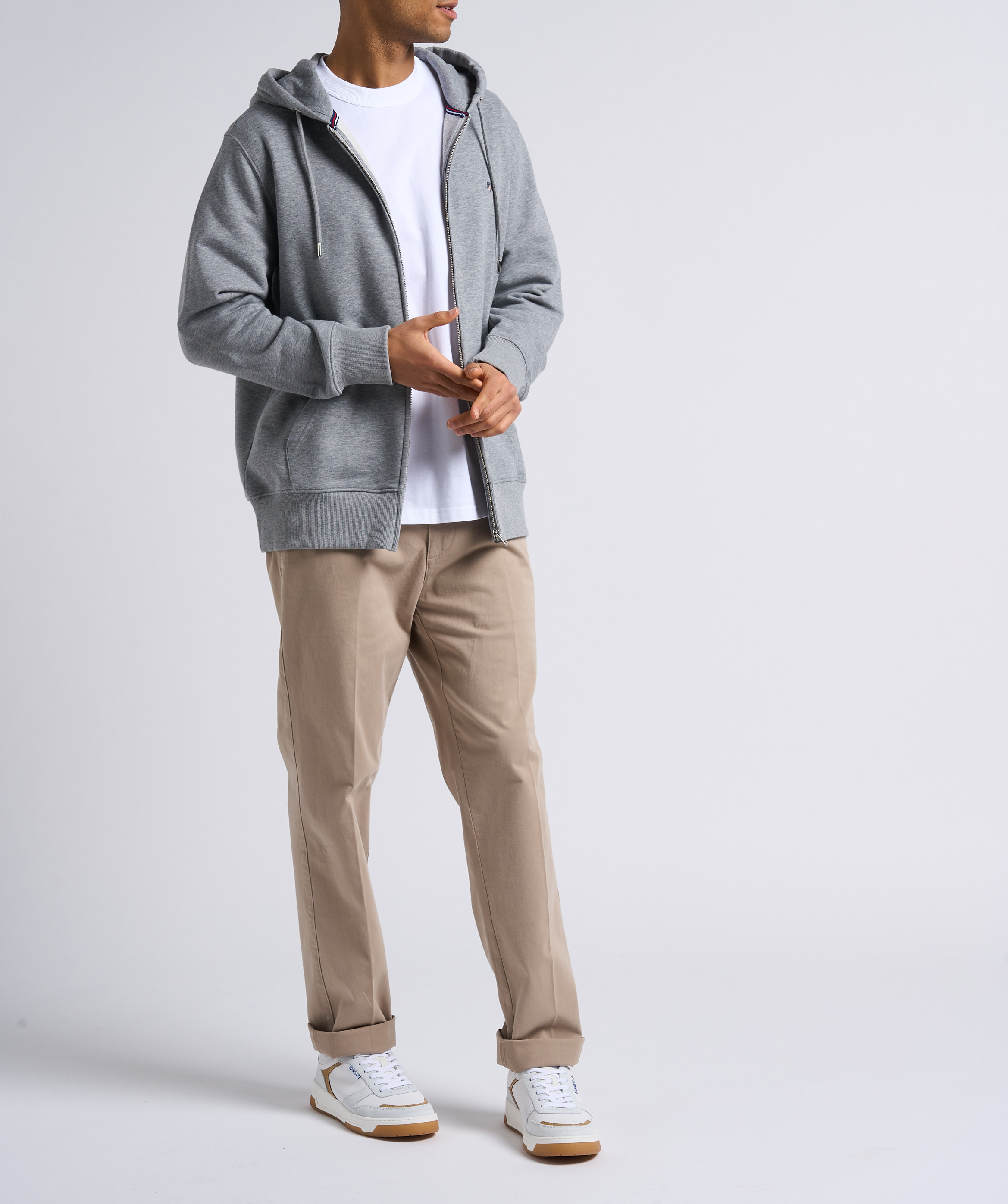 Rechte sweater met rits en capuchon | katoenblend GANT Grijs