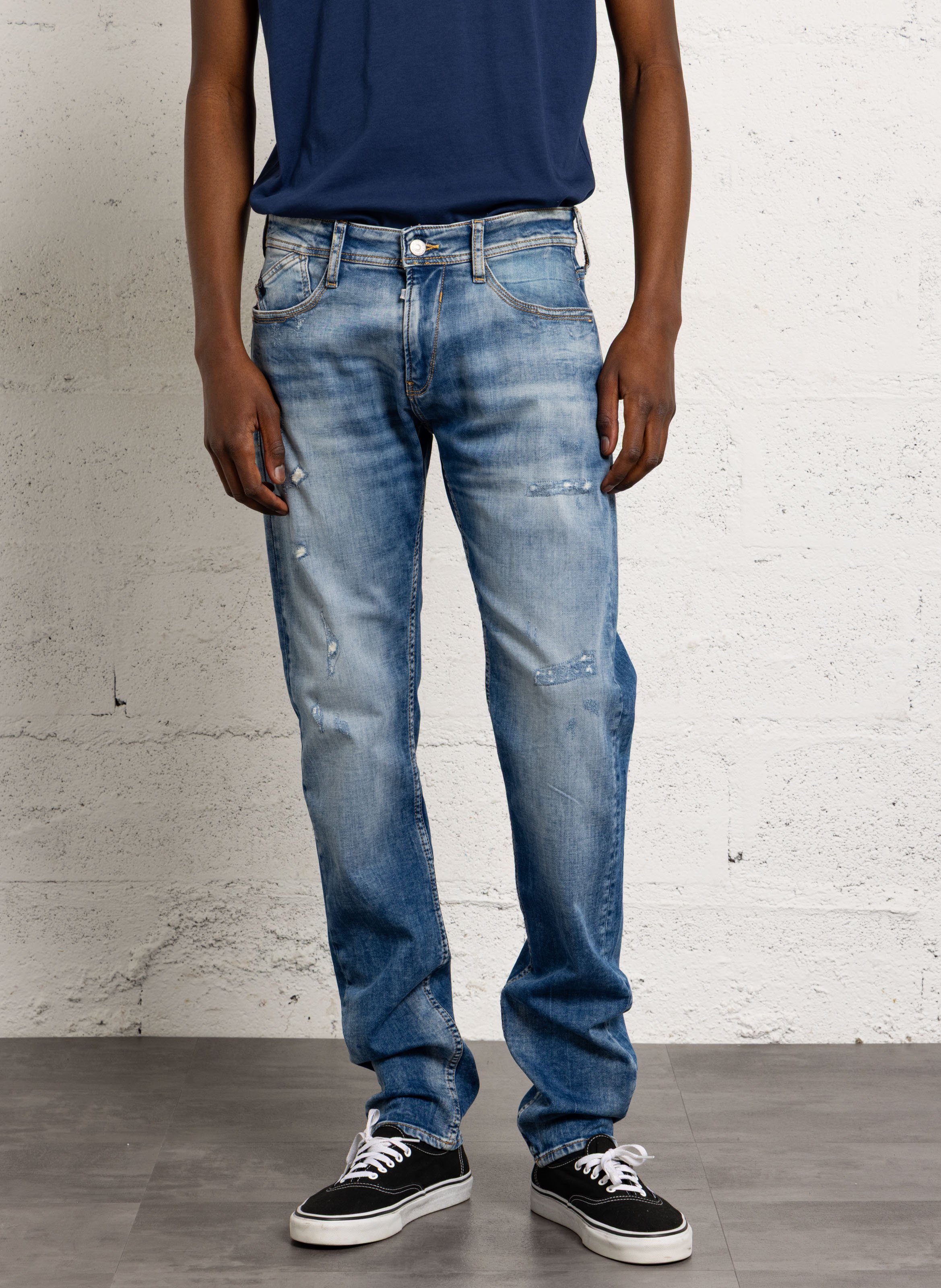 Jean droit en coton mélangé LE TEMPS DES CERISES Bleu