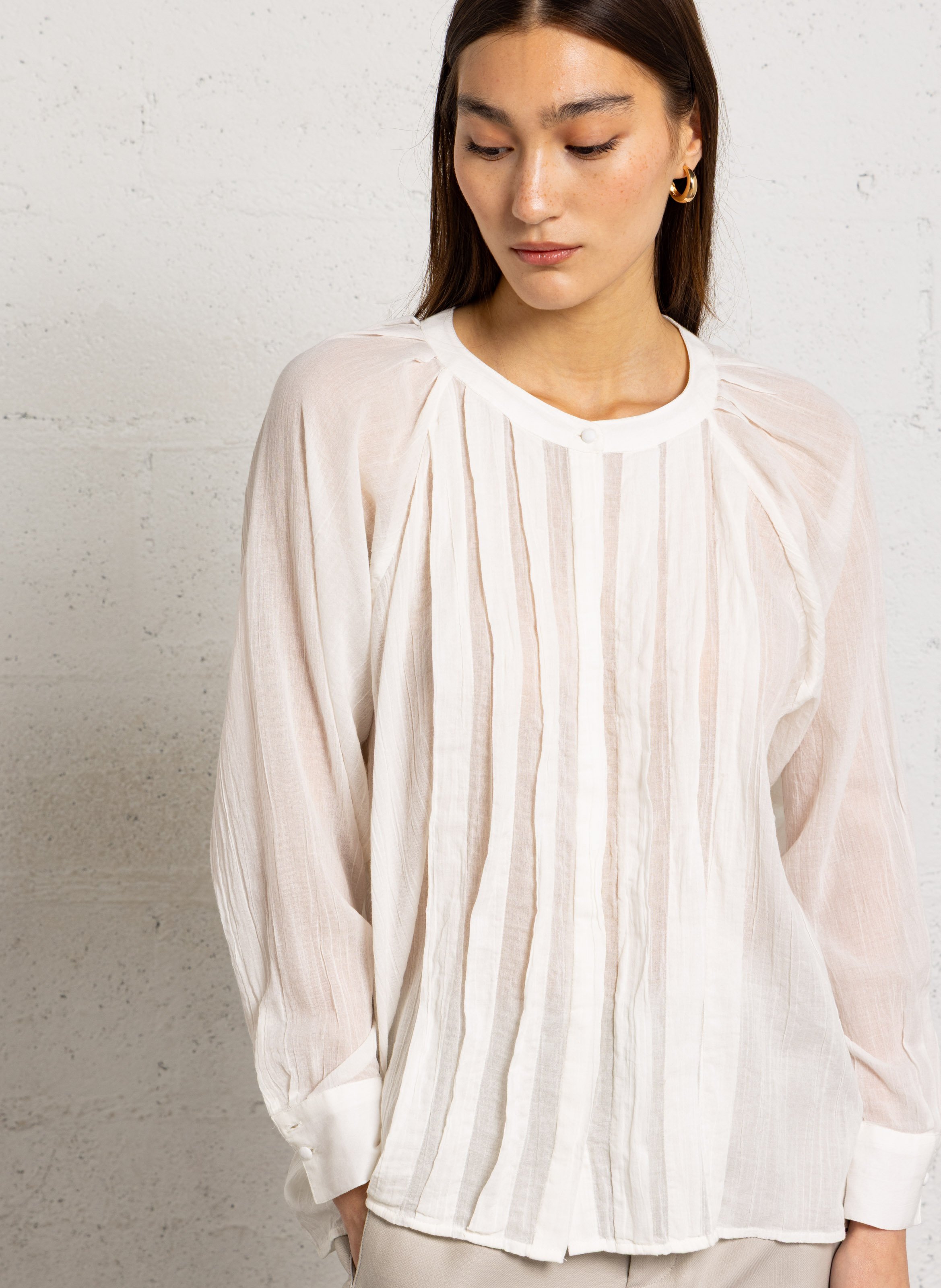 Getailleerde effen blouse DIEGA Wit