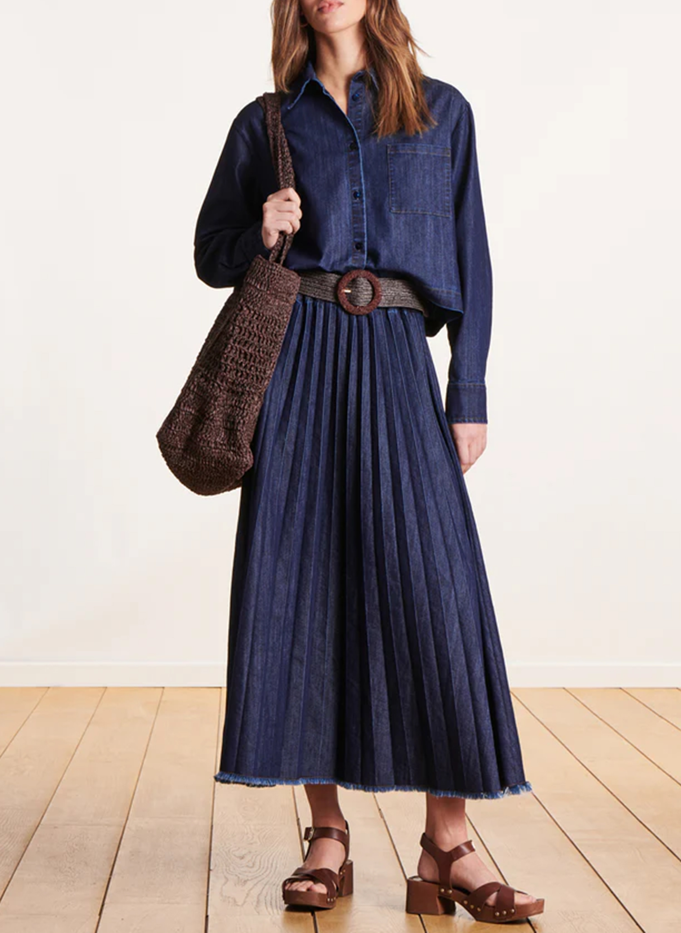 Korte spijkerblouse LA FEE MARABOUTEE Blauw