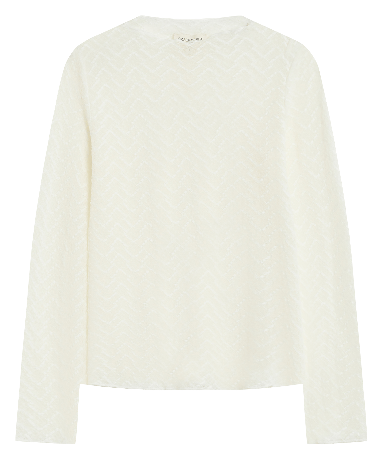 Straight round-neck lace top GRACE ET MILA White