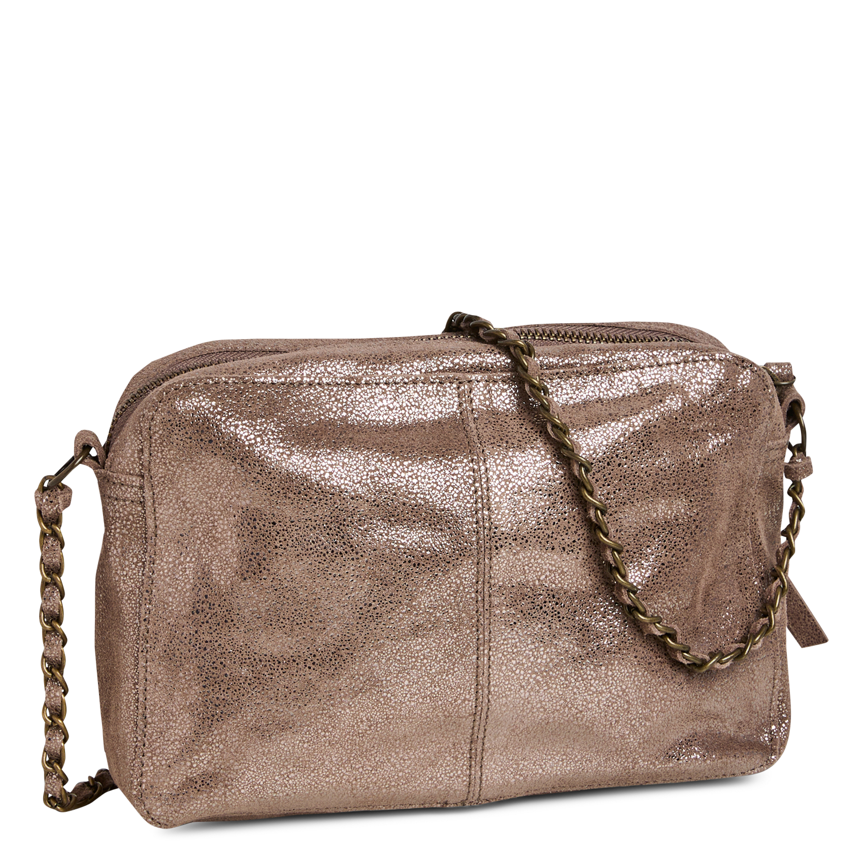 Leren schoudertas PIECES Beige