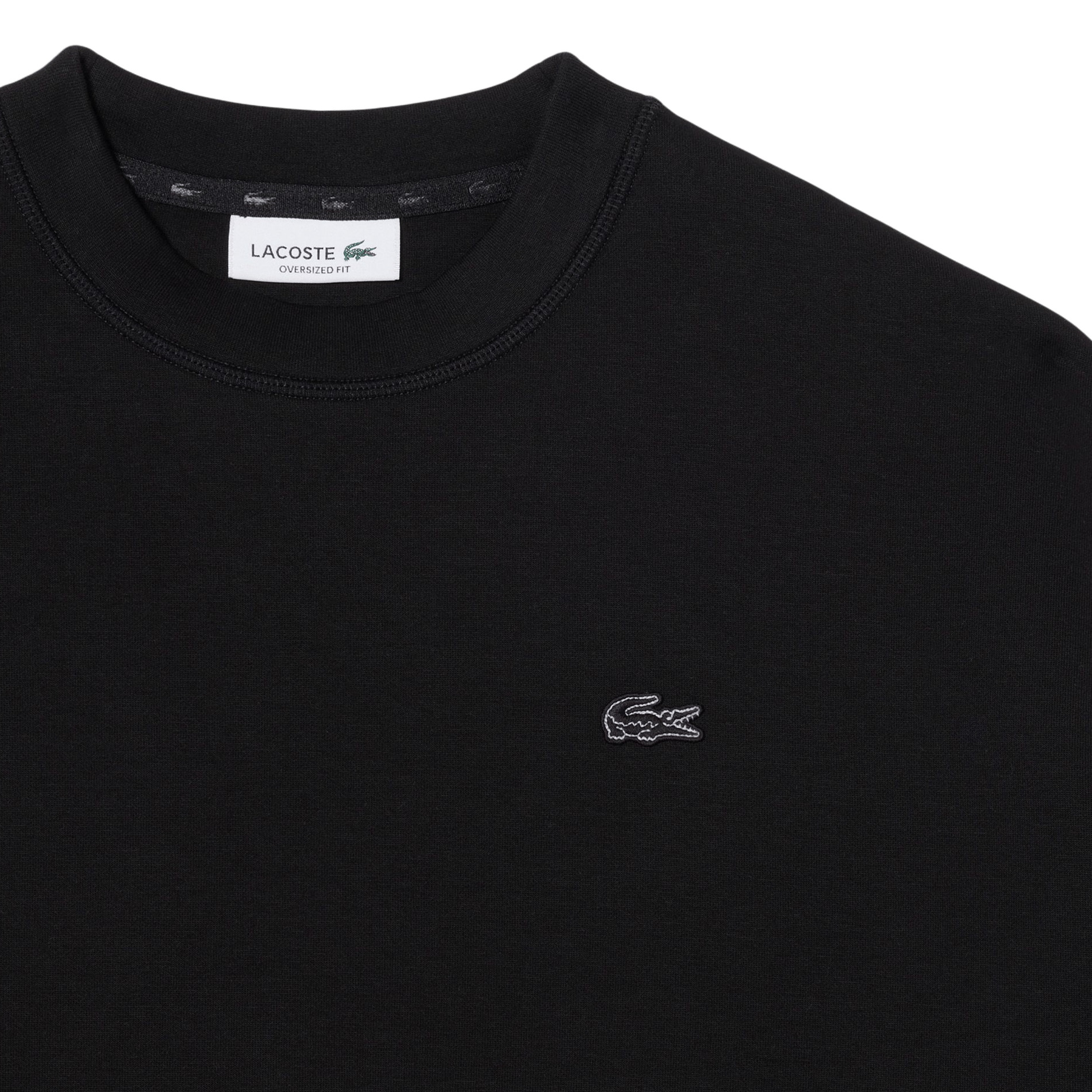 Oversized cotton-blend sweatshirt with round neck LACOSTE Black