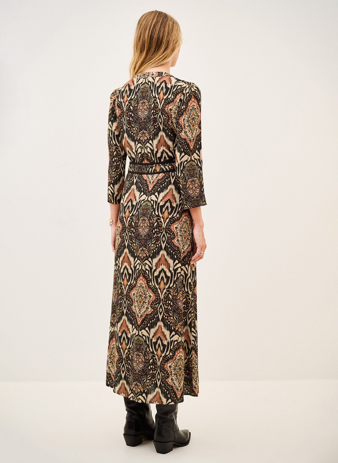 Lange jurk met Tunesische kraag en print BA&SH Zwart