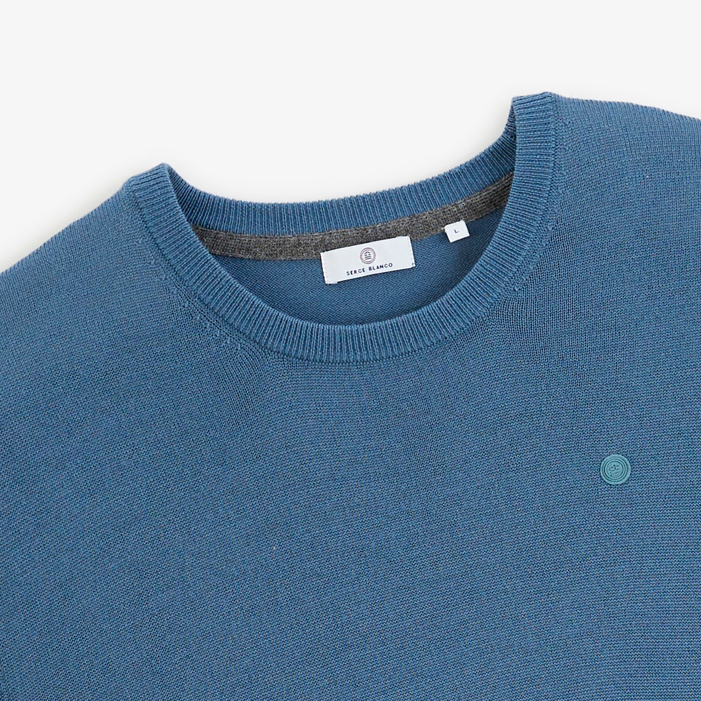 Essential Lupin Blue Crew-Neck Mao Sweater SERGE BLANCO Blue