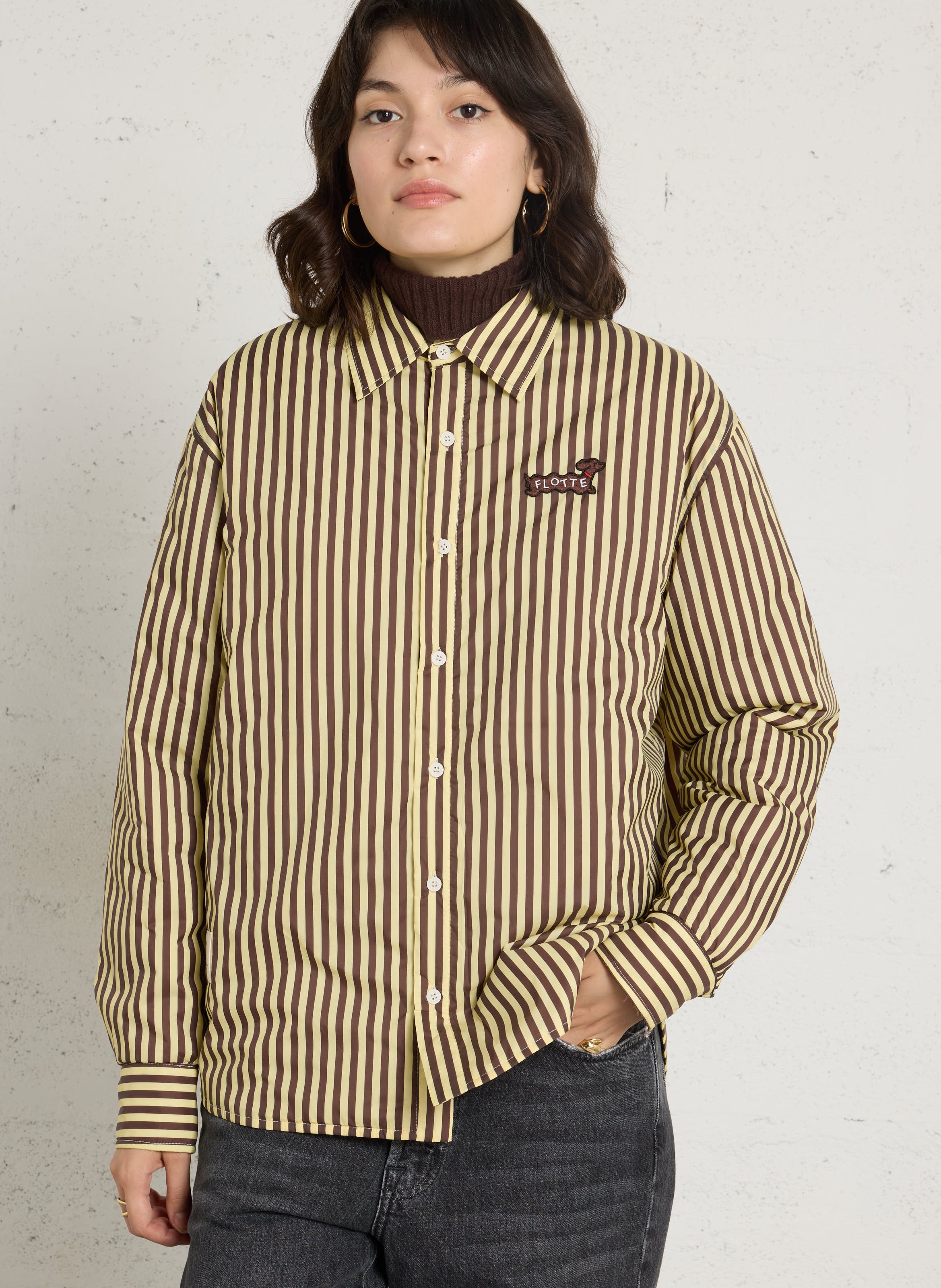 Gerade geschnittenes, gestreiftes Overshirt FLOTTE Gelb