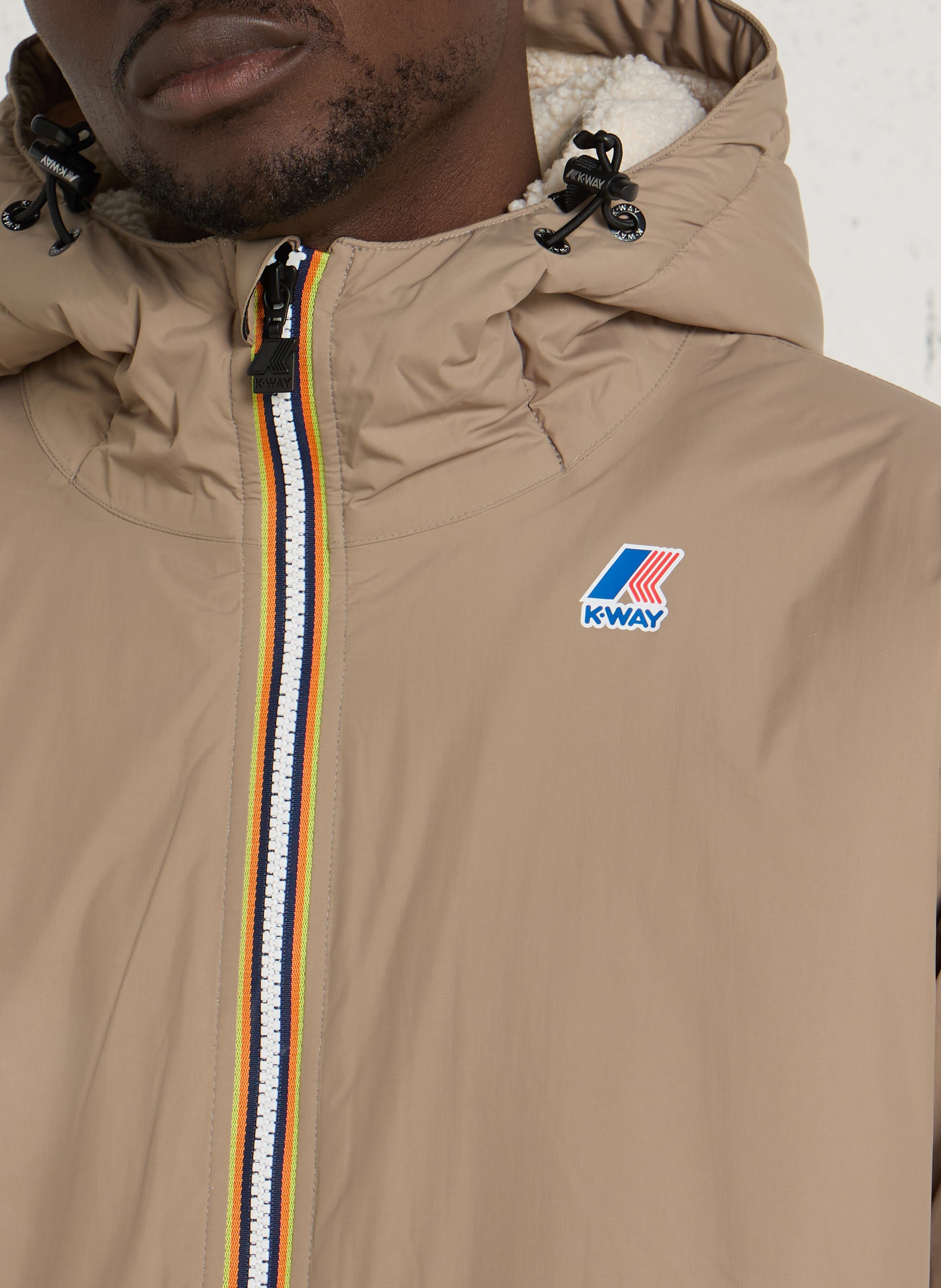 High-neck padded jacket K-WAY Beige