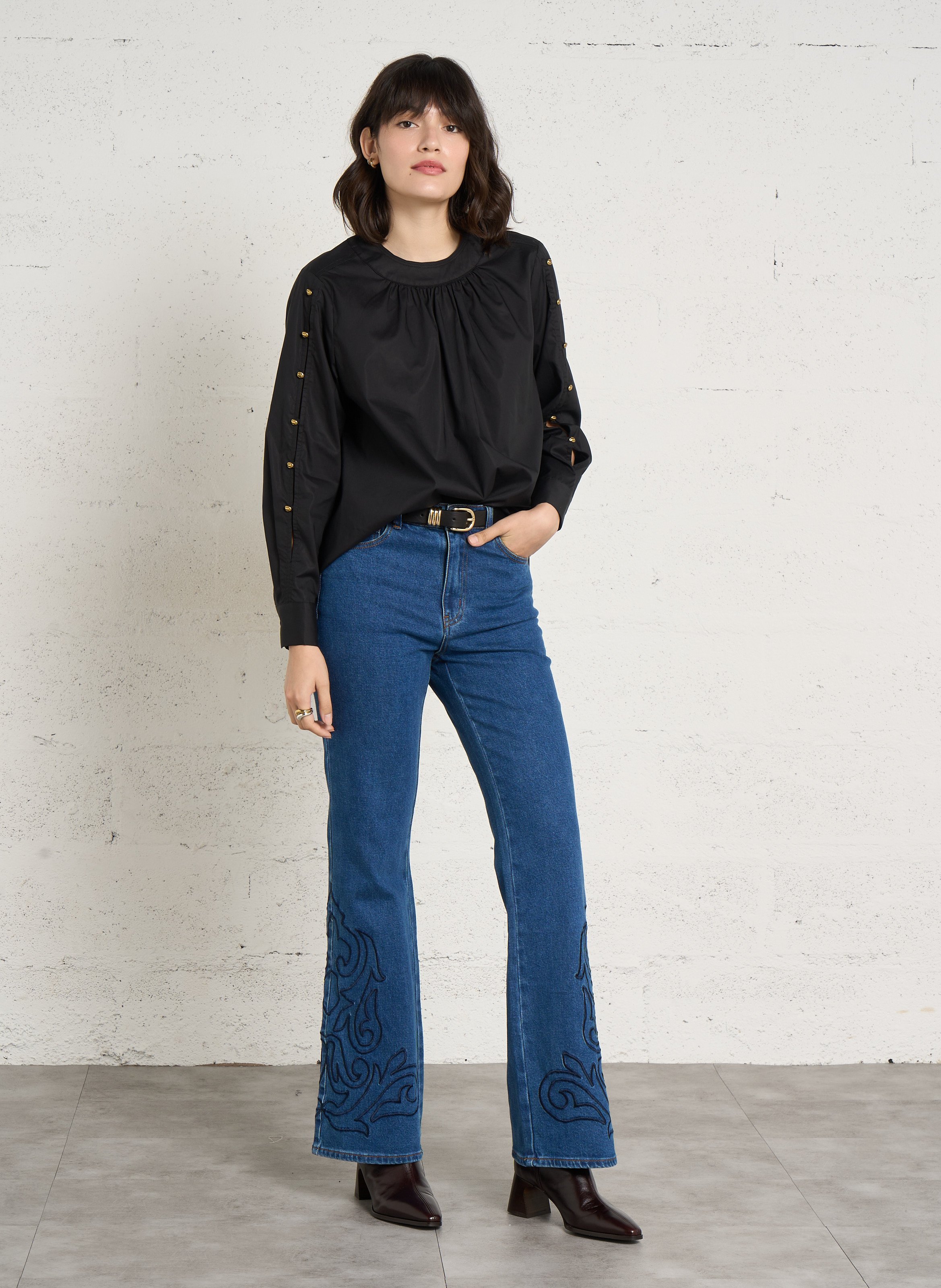 Ceinture boucle en cuir HARTFORD Noir
