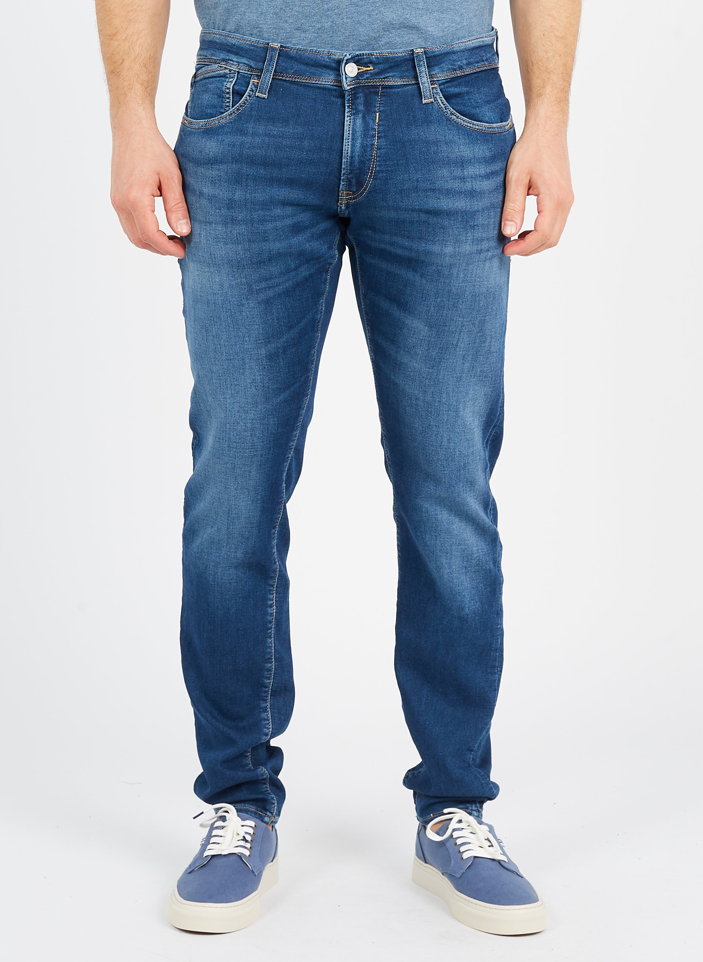 Jean slim fit en denim de coton LE TEMPS DES CERISES Bleu