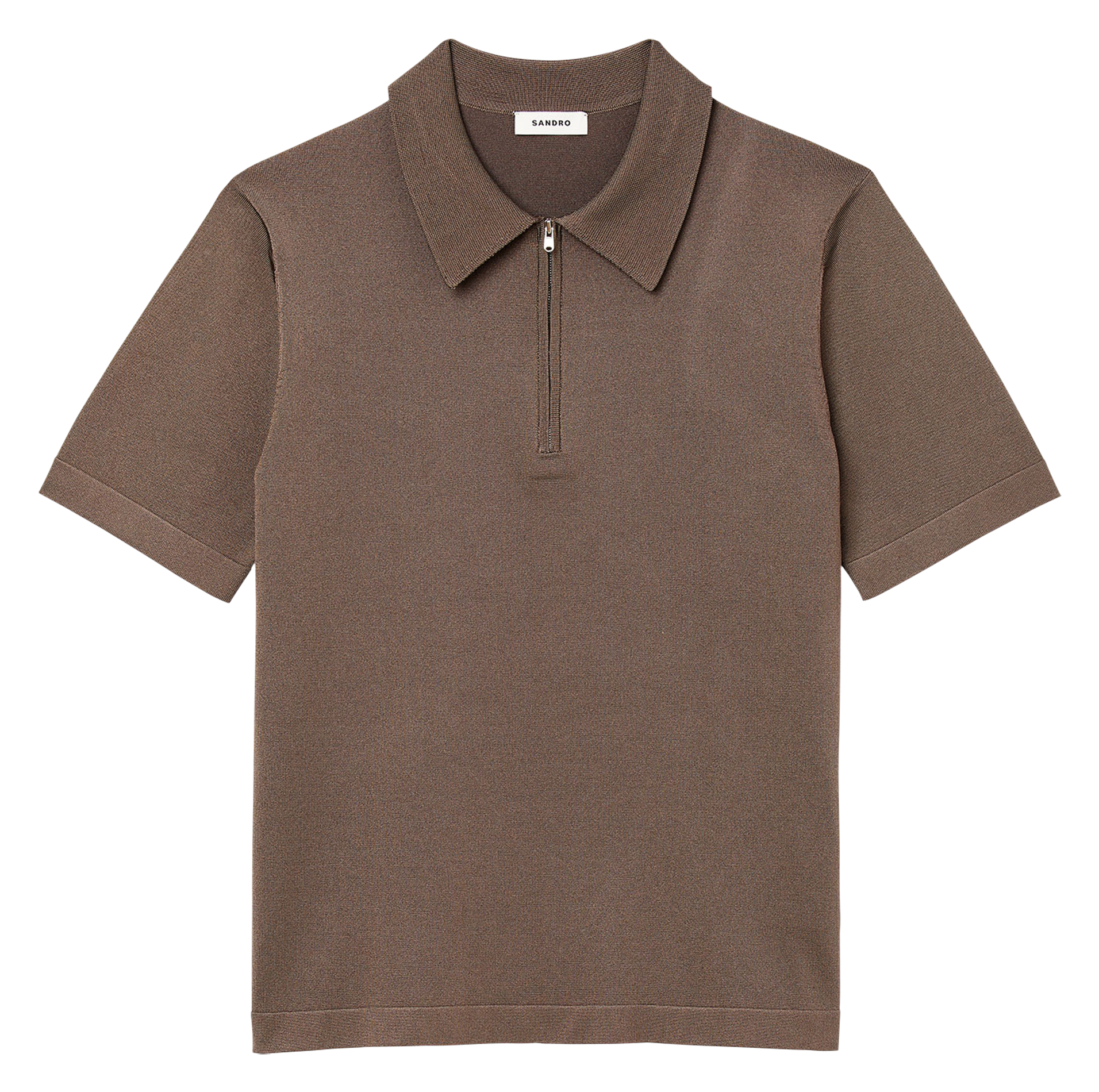 T-shirt manches courtes à col polo zippé SANDRO Beige