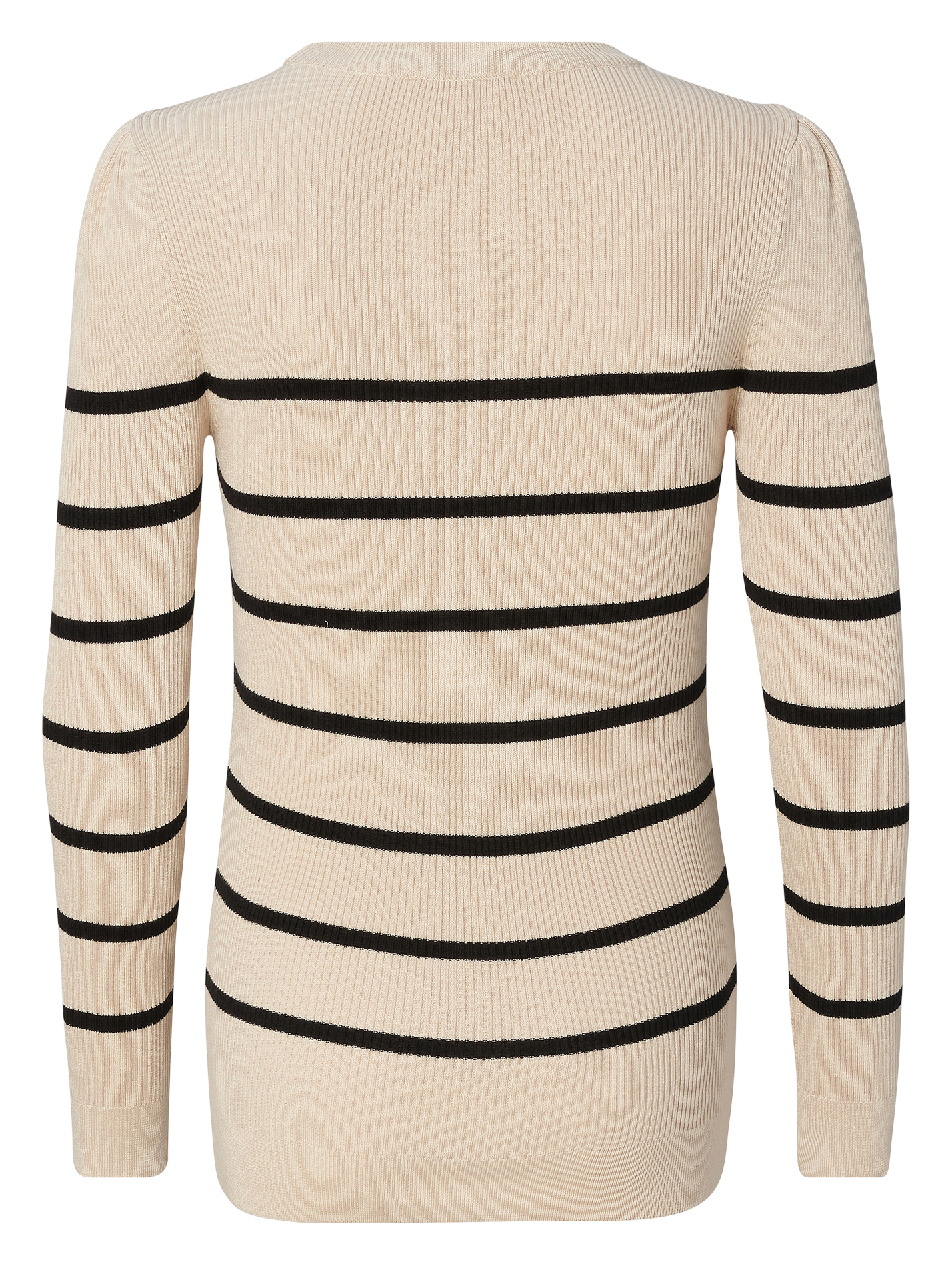 Gestreepte trui met ronde hals | biokatoenblend Beige