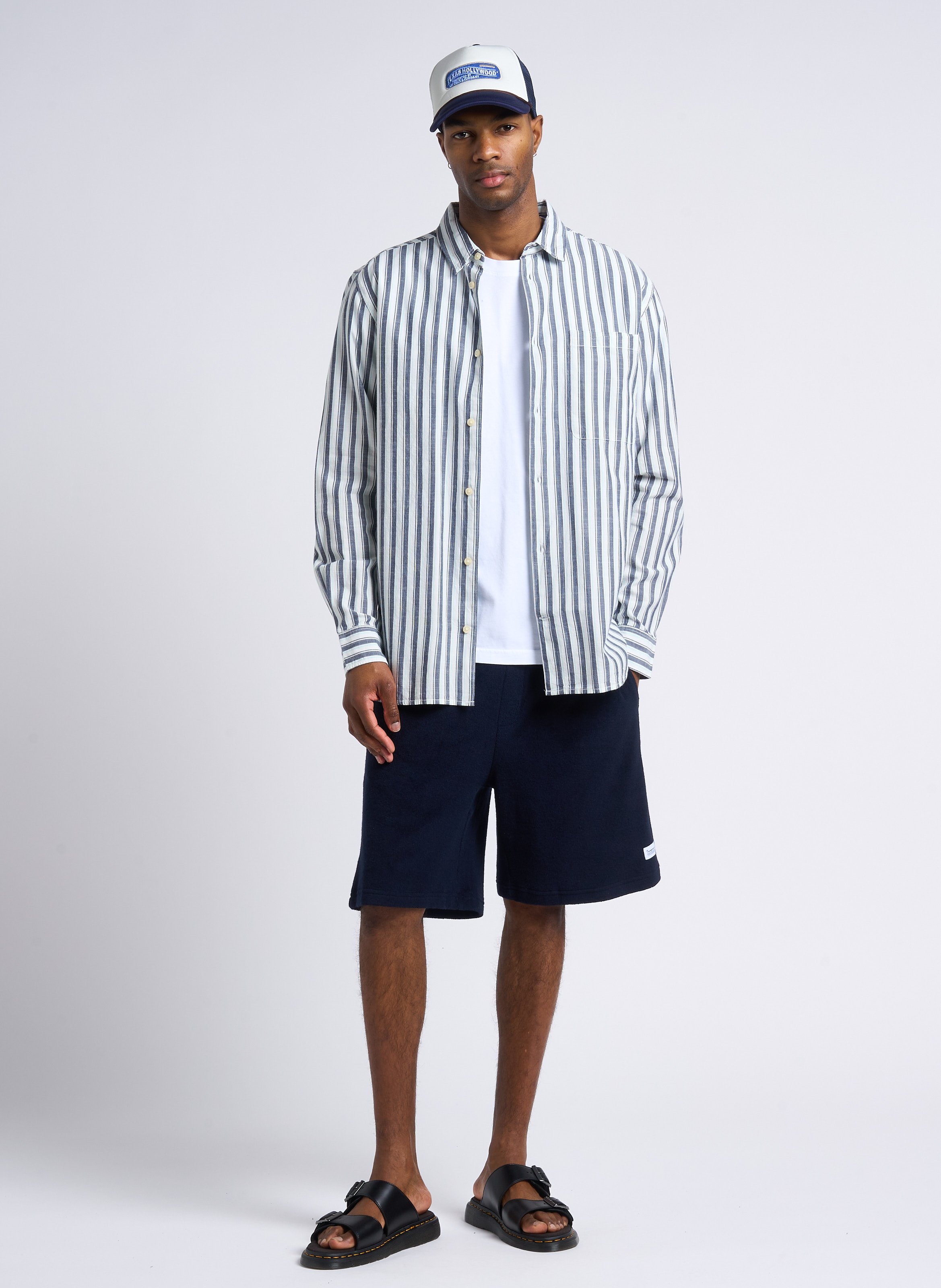 Chemise droite col classique en coton bio KNOWLEDGE COTTON APPAREL Bleu