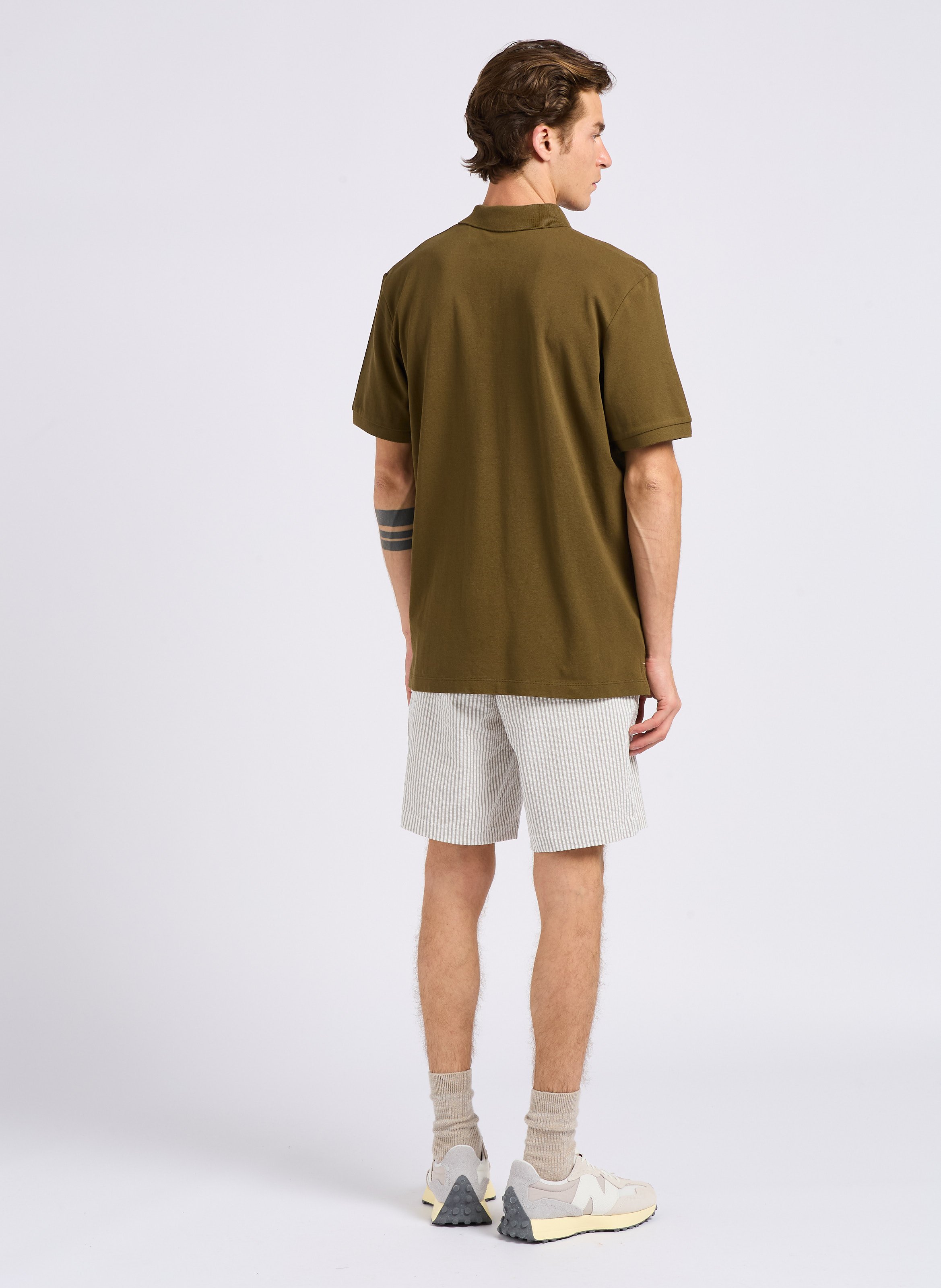 Straight-leg organic cotton-blend shorts SELECTED Grey