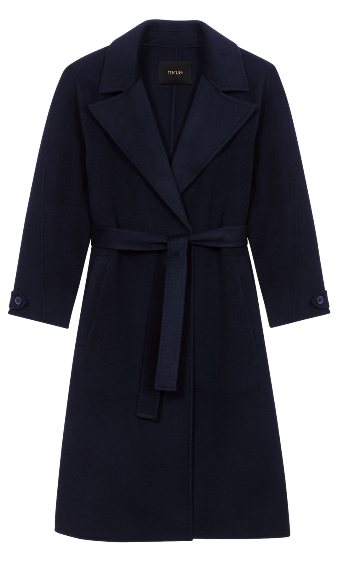 Manteau mi-long double face en laine mélangée MAJE Noir