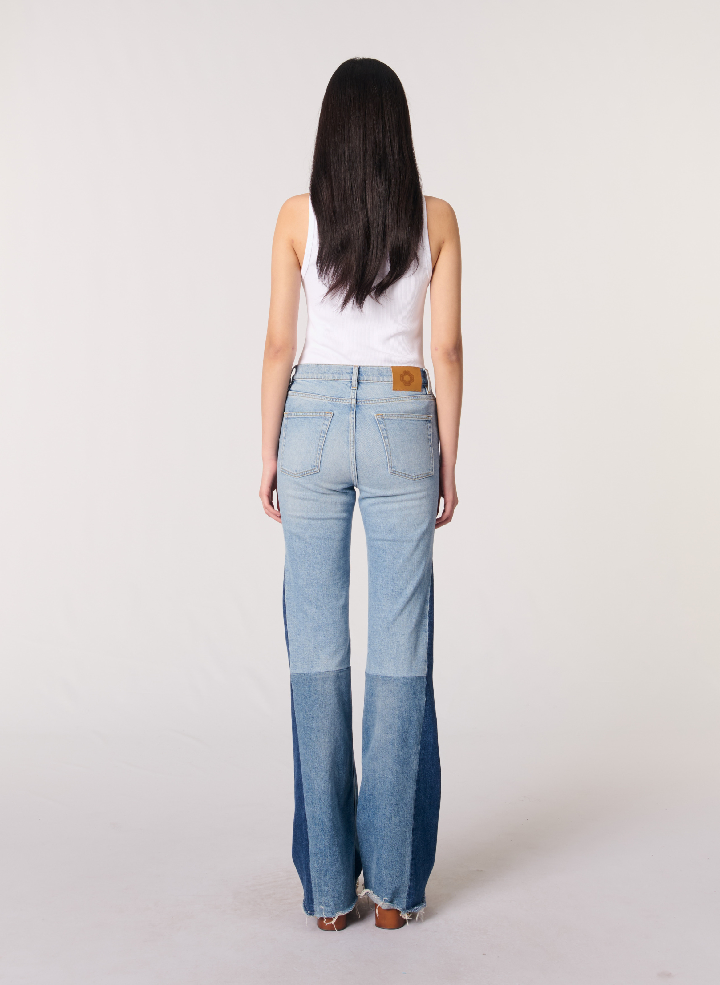 Straight-fit jeans met patchwork MAJE Blauw