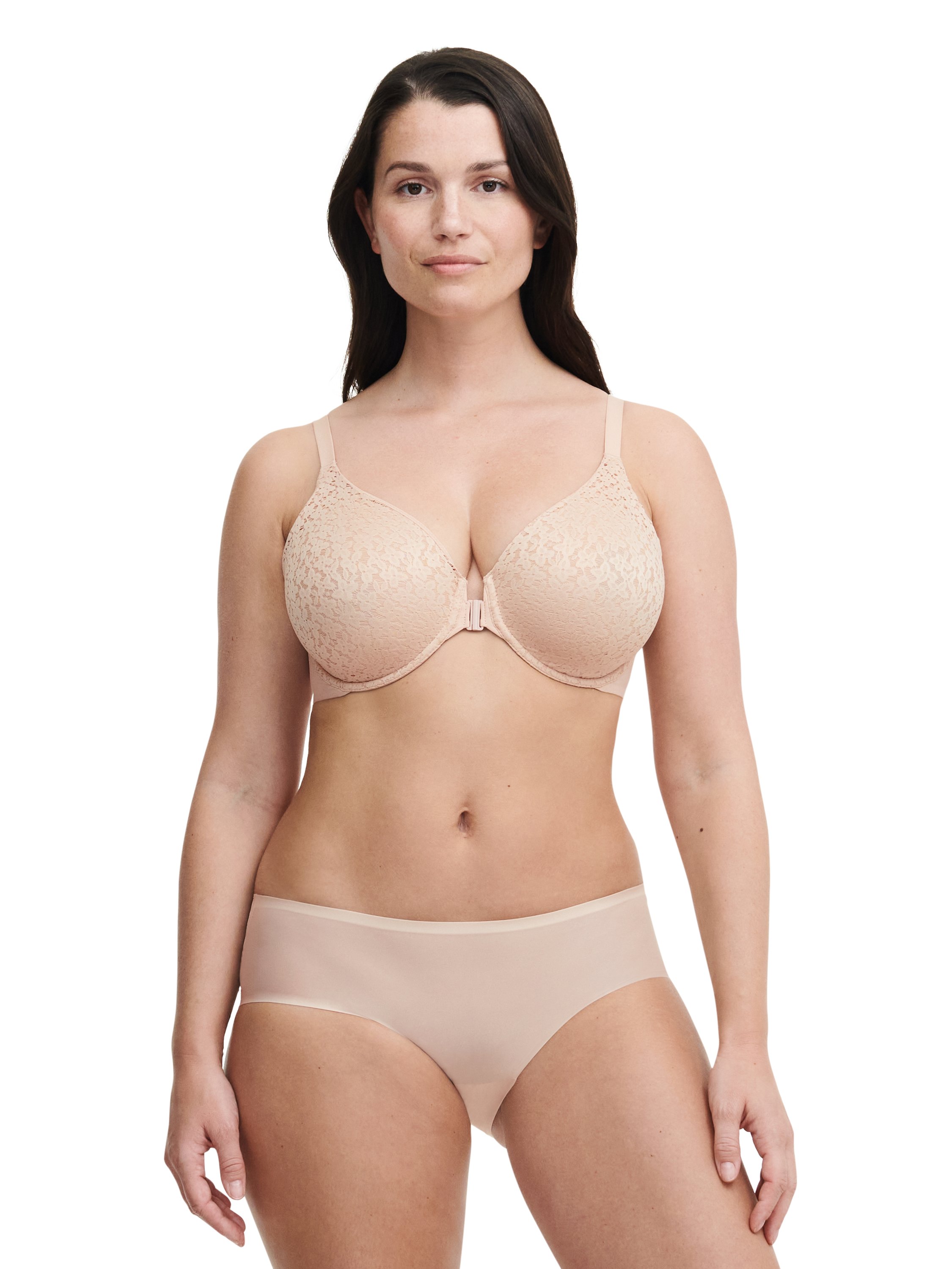 Molded full coverage front closure lace bra CHANTELLE Beige