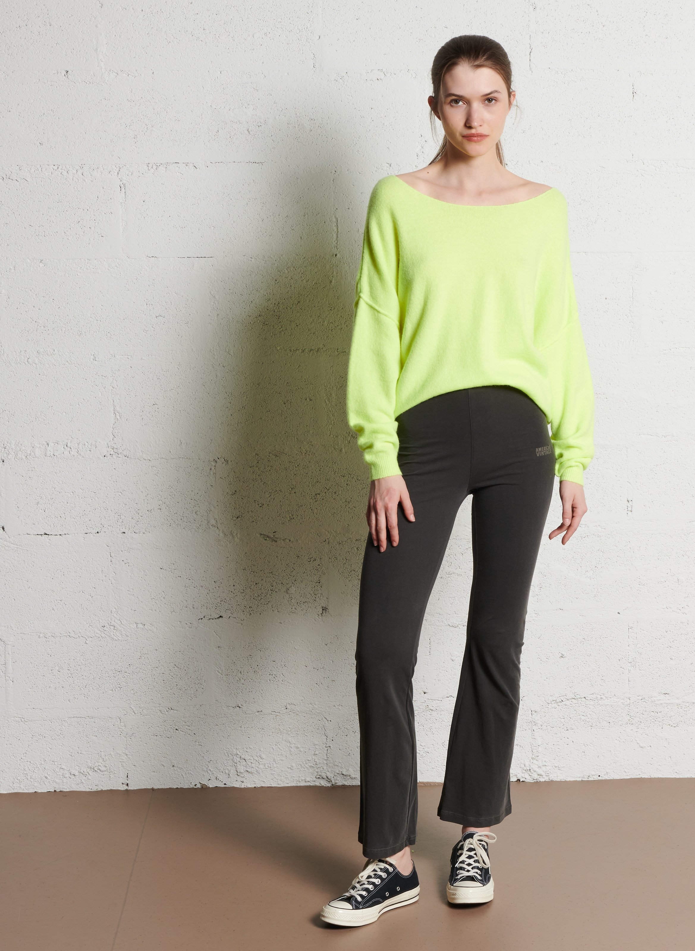 Wool-blend boat-neck jumper Yellow