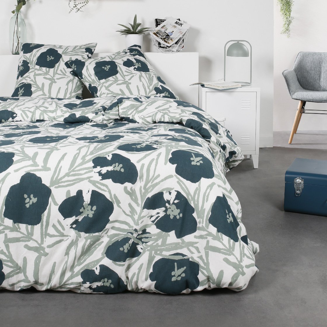 Printed cotton bed set TODAY LINGE DE MAISON White