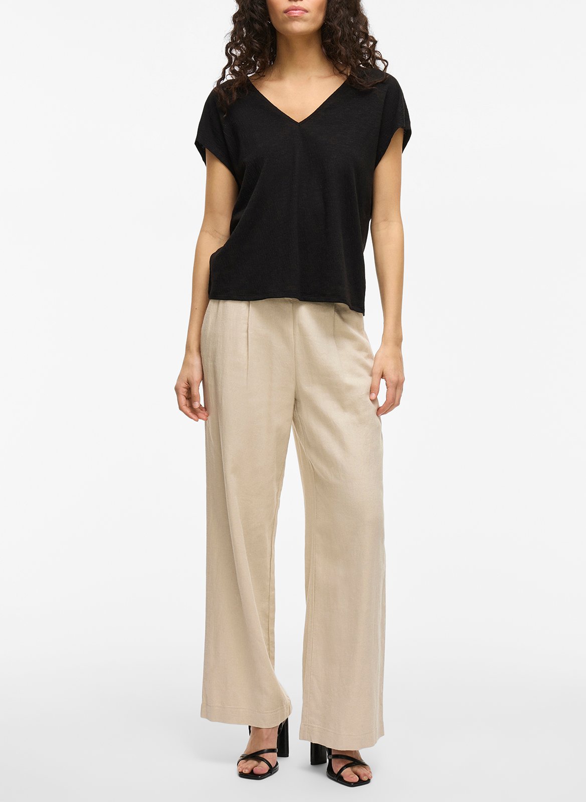 Gerade geschnittenes Oberteil aus recycelten Mischfasern Schwarz