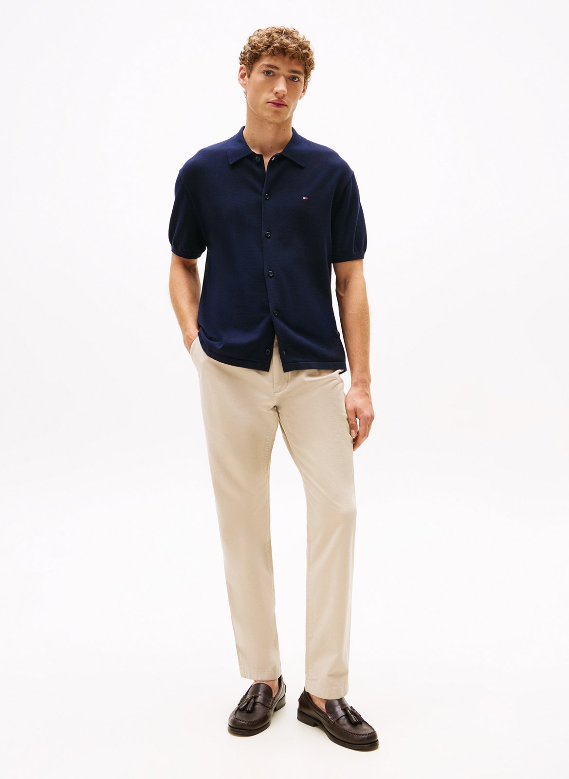 Katoenen straight fit pantalon TOMMY HILFIGER Kaki