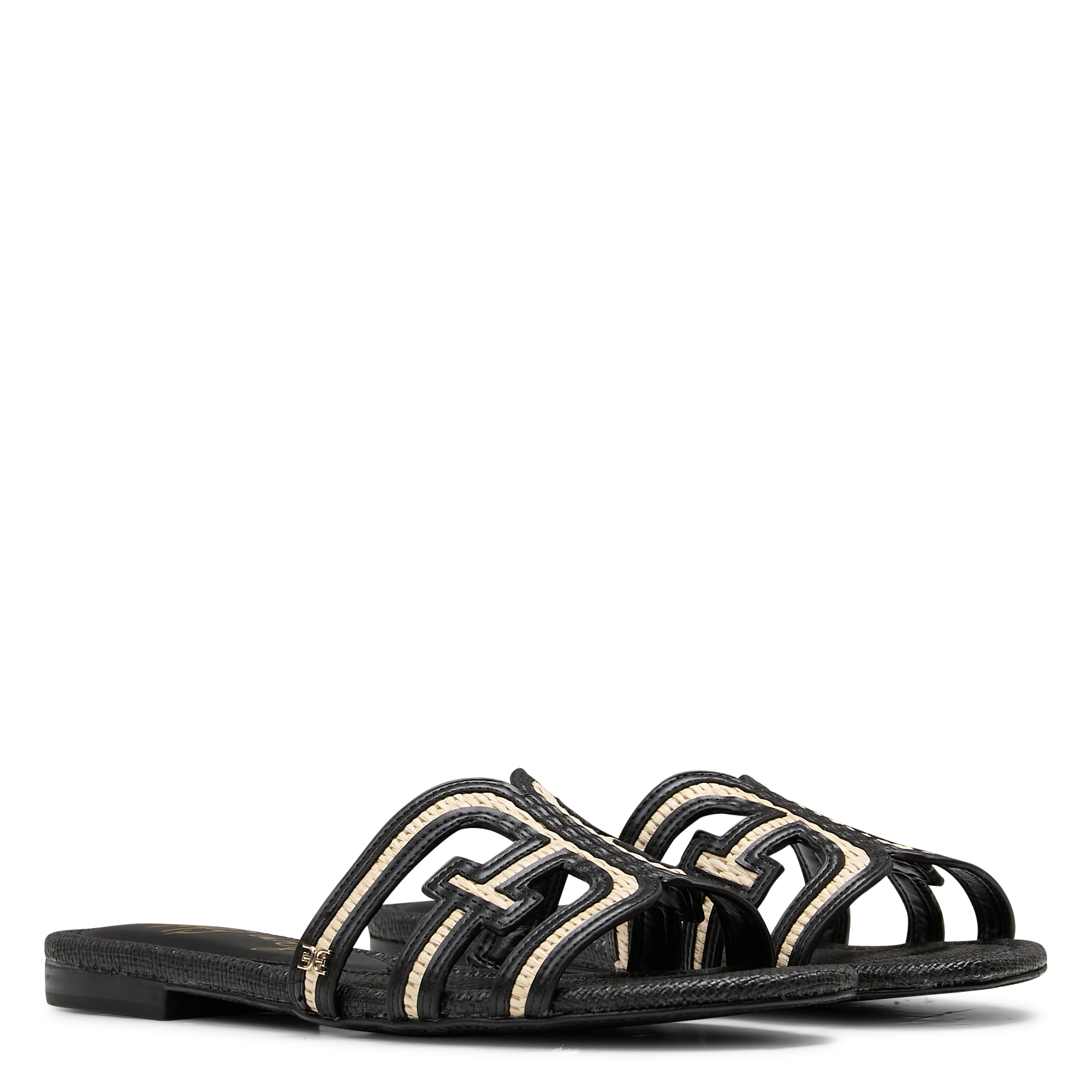 Sandales plates en raphia mélangé SAM EDELMAN Multicolore