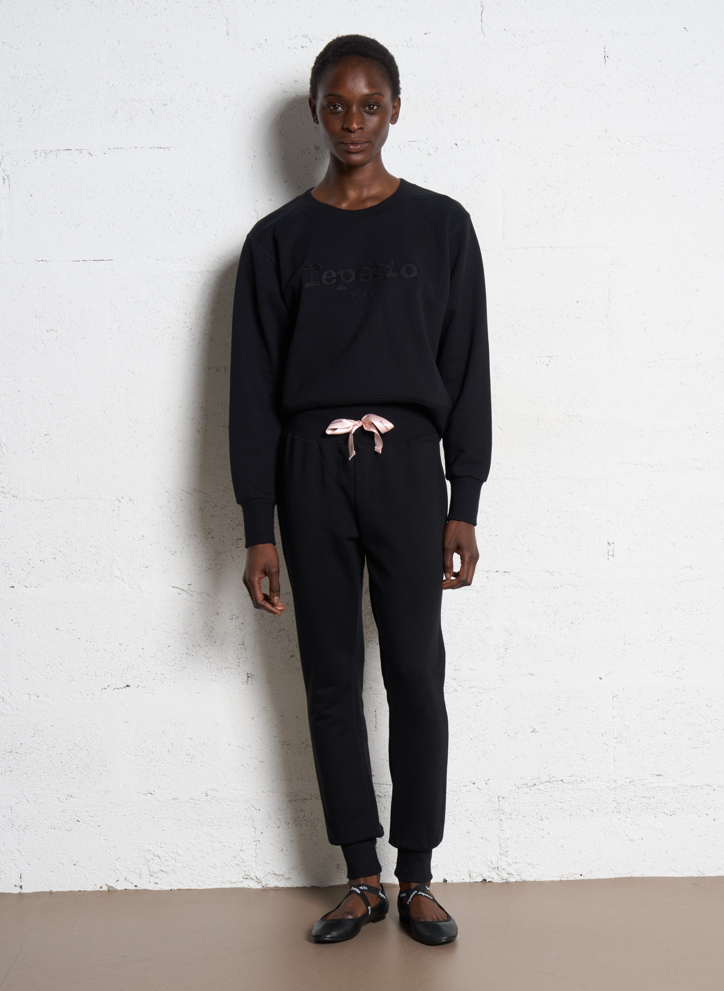 Slim-fit joggingbroek van sweatstof met hoge taille REPETTO Zwart