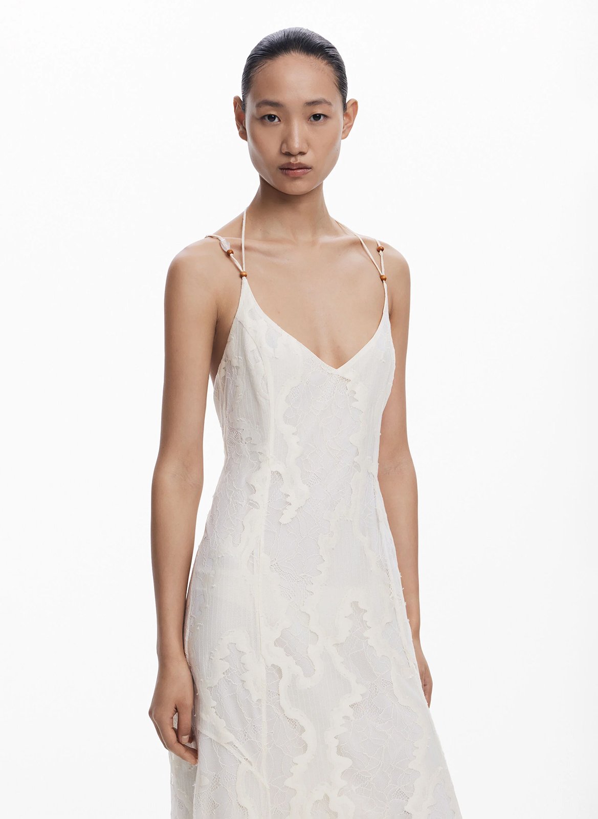 Abito lungo in pizzo DESIGUAL Bianco