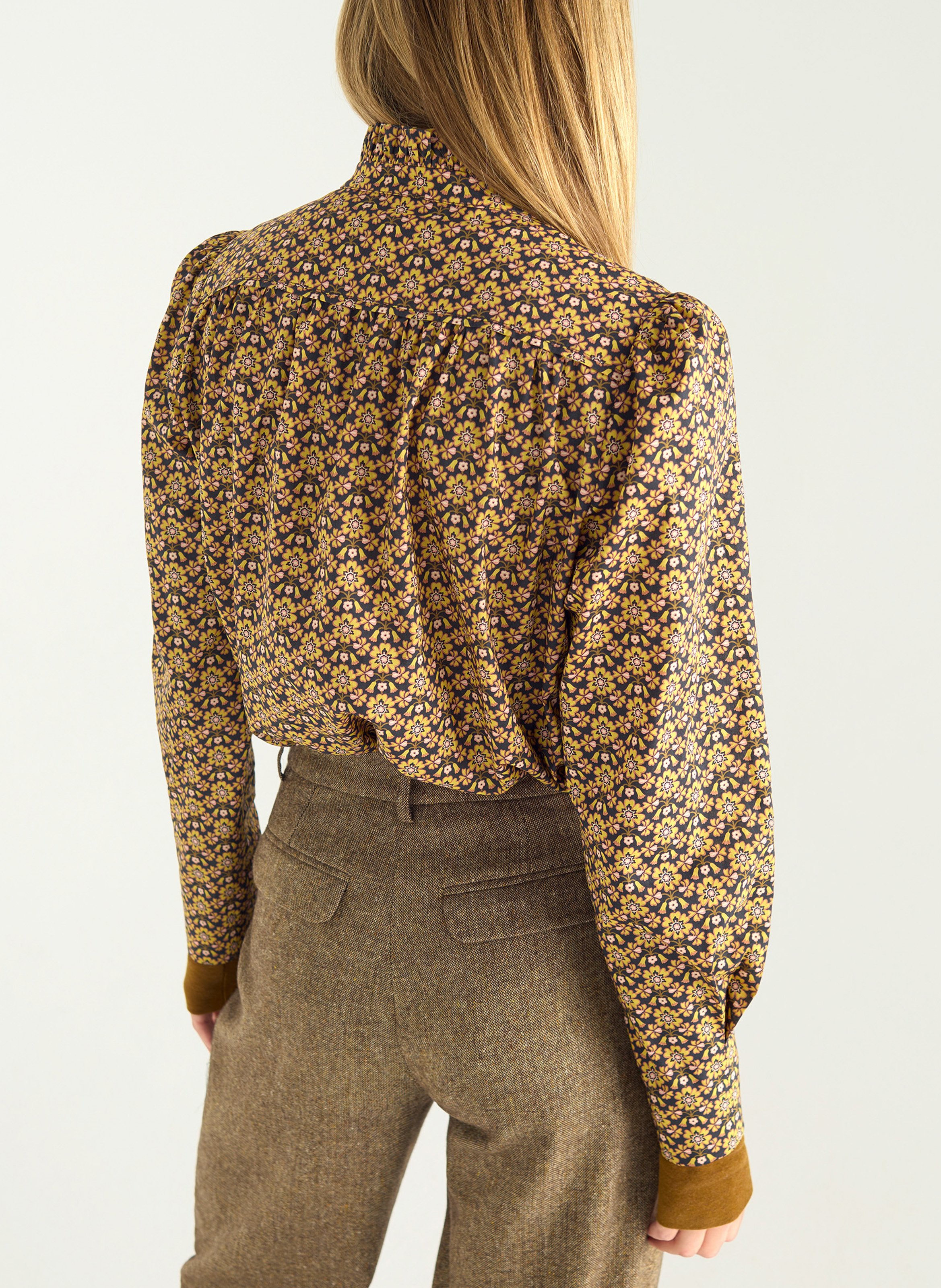 Chemise col montant imprimée COTELAC Jaune