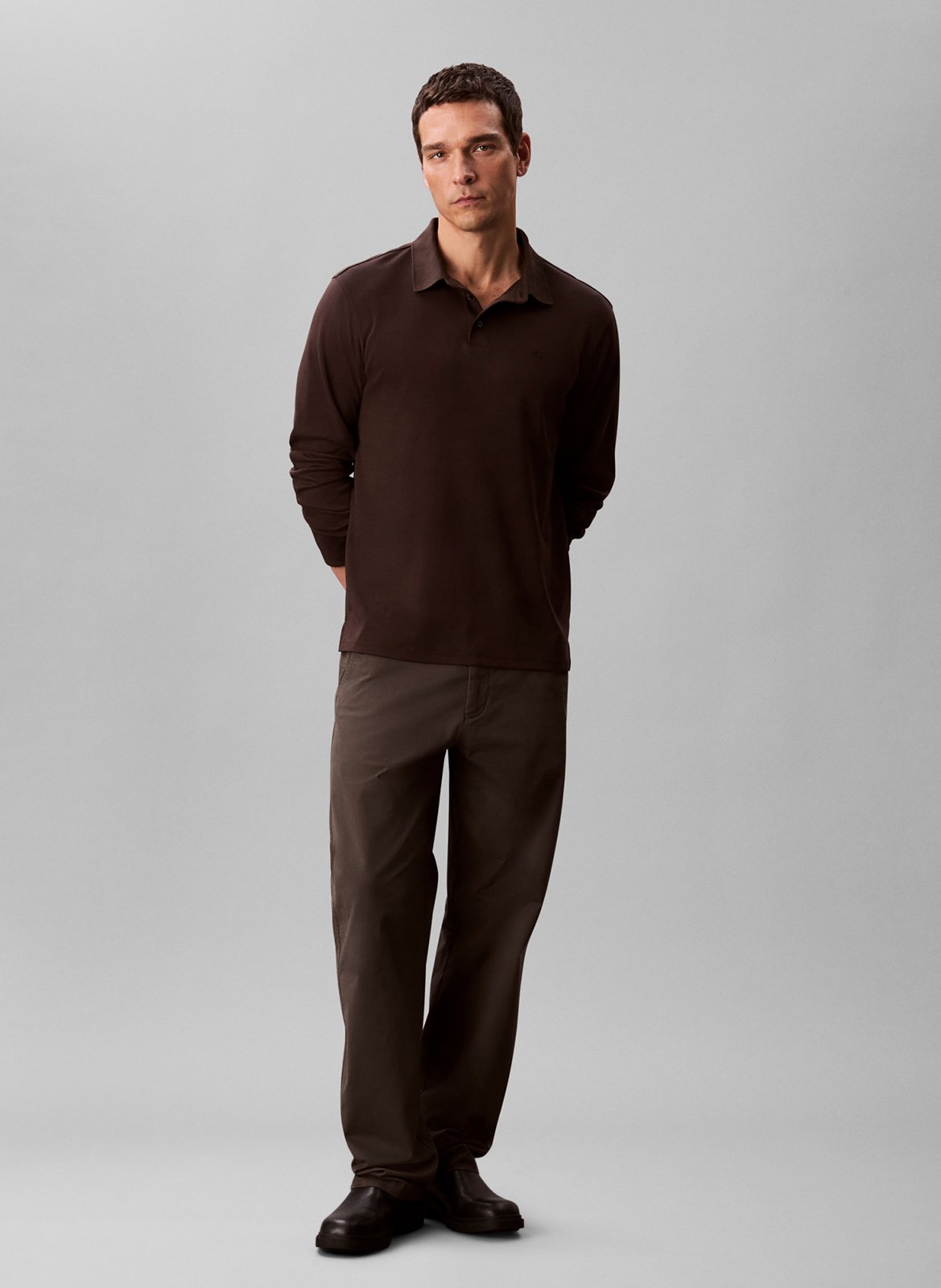 Polo droit en coton CALVIN KLEIN Gris