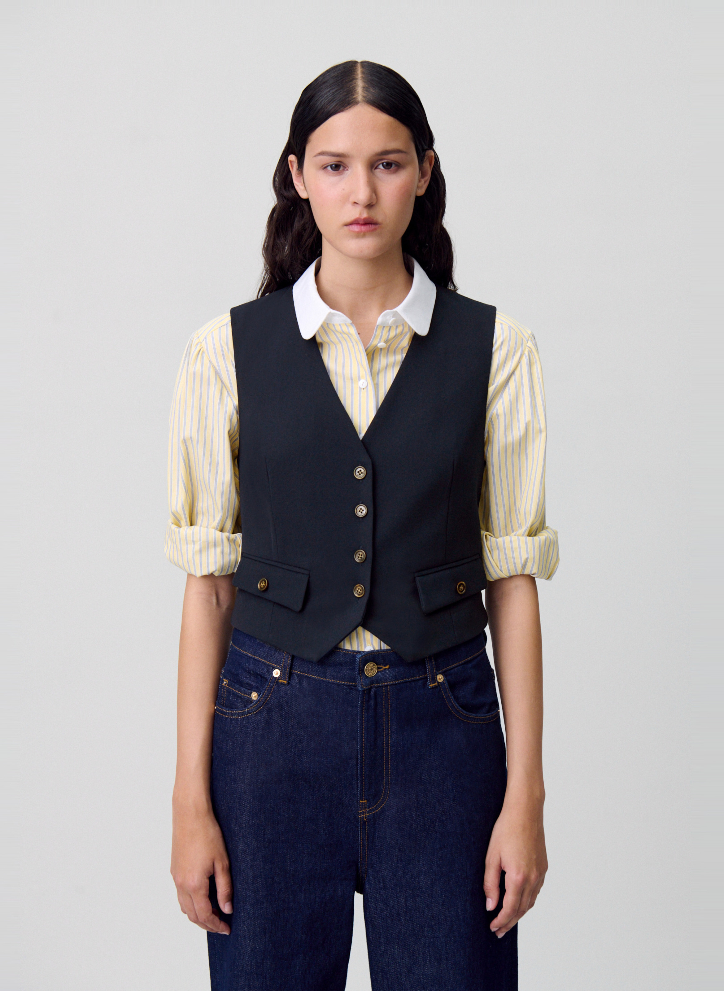 Gilet de costume col V CLAUDIE PIERLOT Bleu