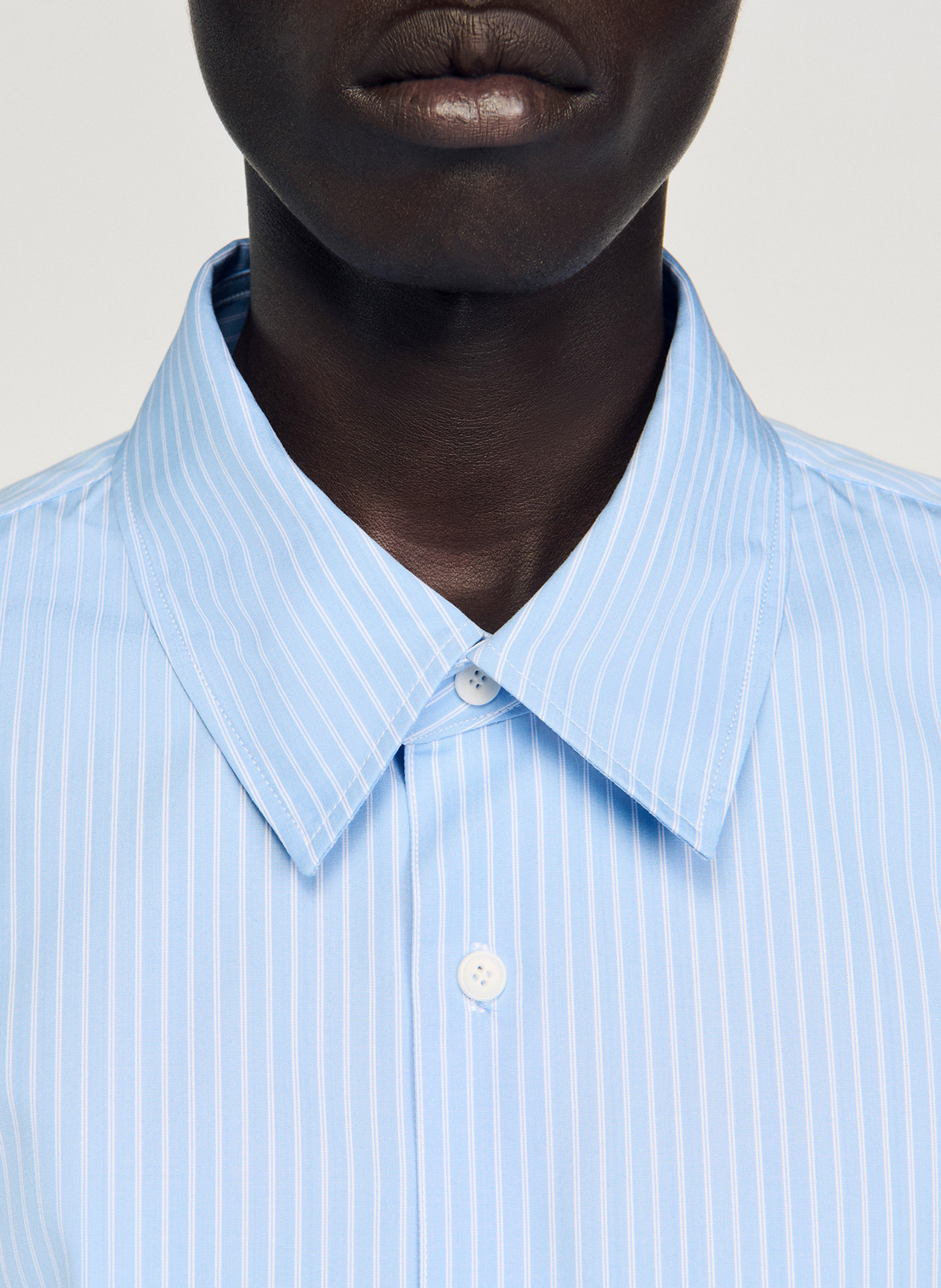 Classic Oversized Striped Shirt SANDRO Blue