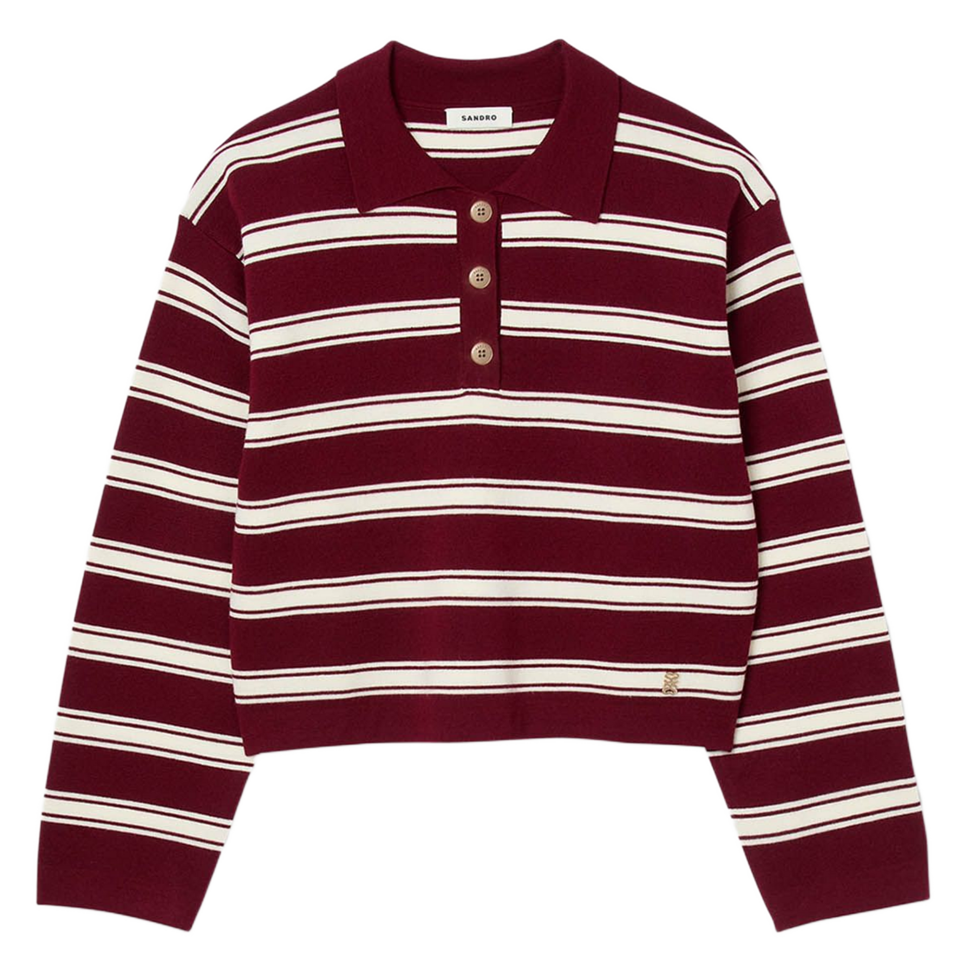 Pull oversize col polo en laine mélangée SANDRO Rouge