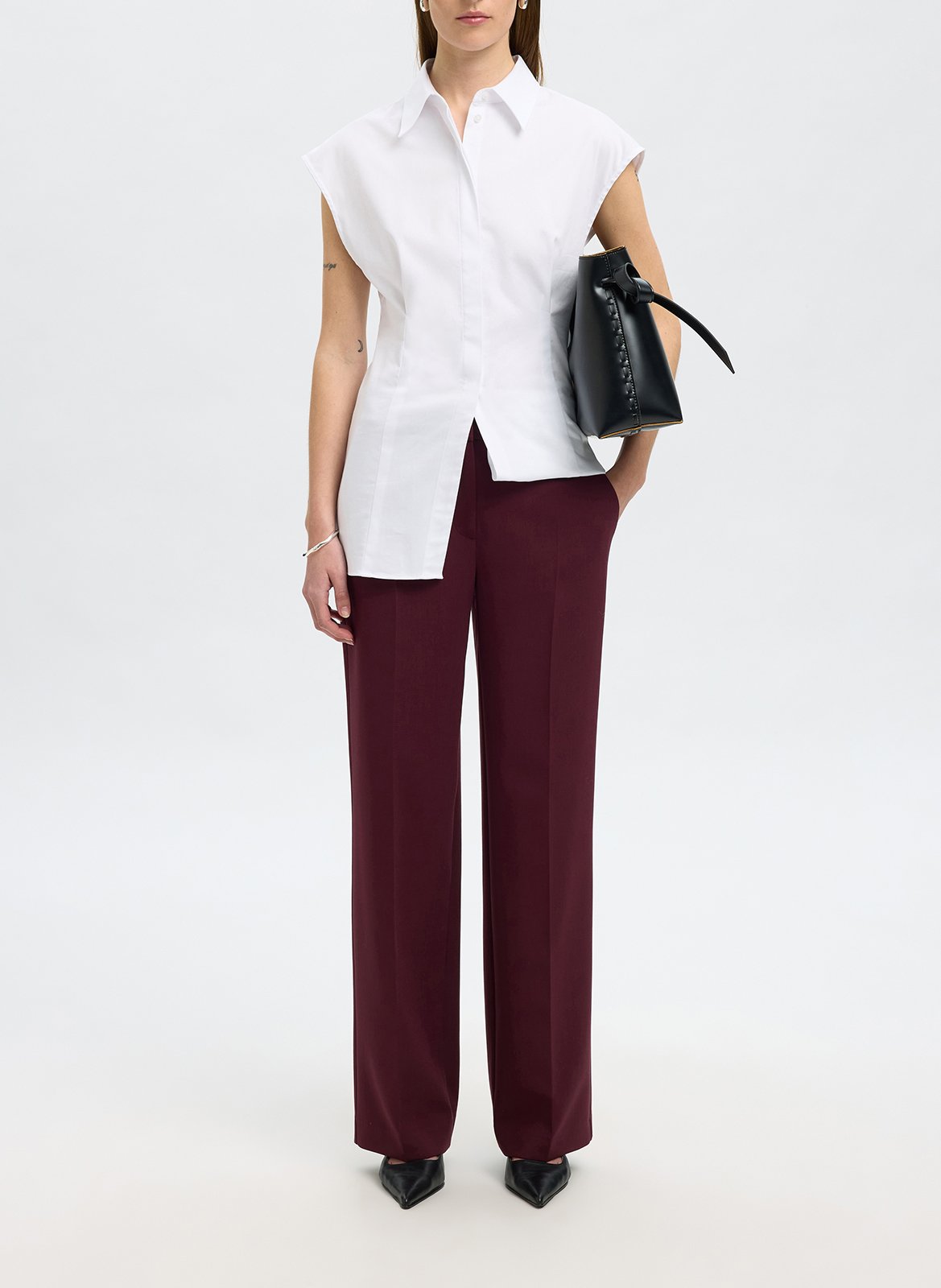Pantalon droit SELECTED Prune