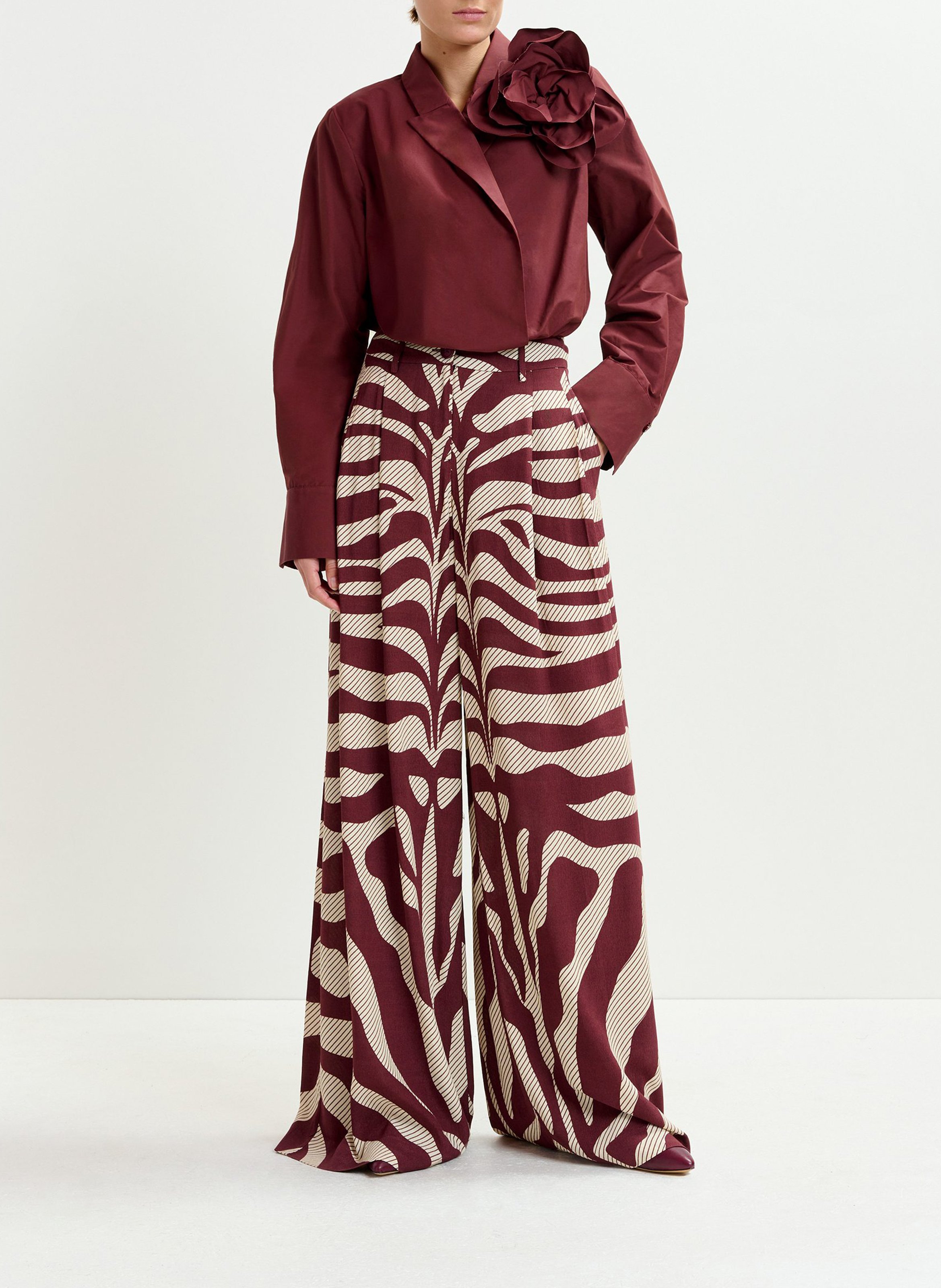 Flowy Wide Leg Striped Pants ESSENTIEL ANTWERP White