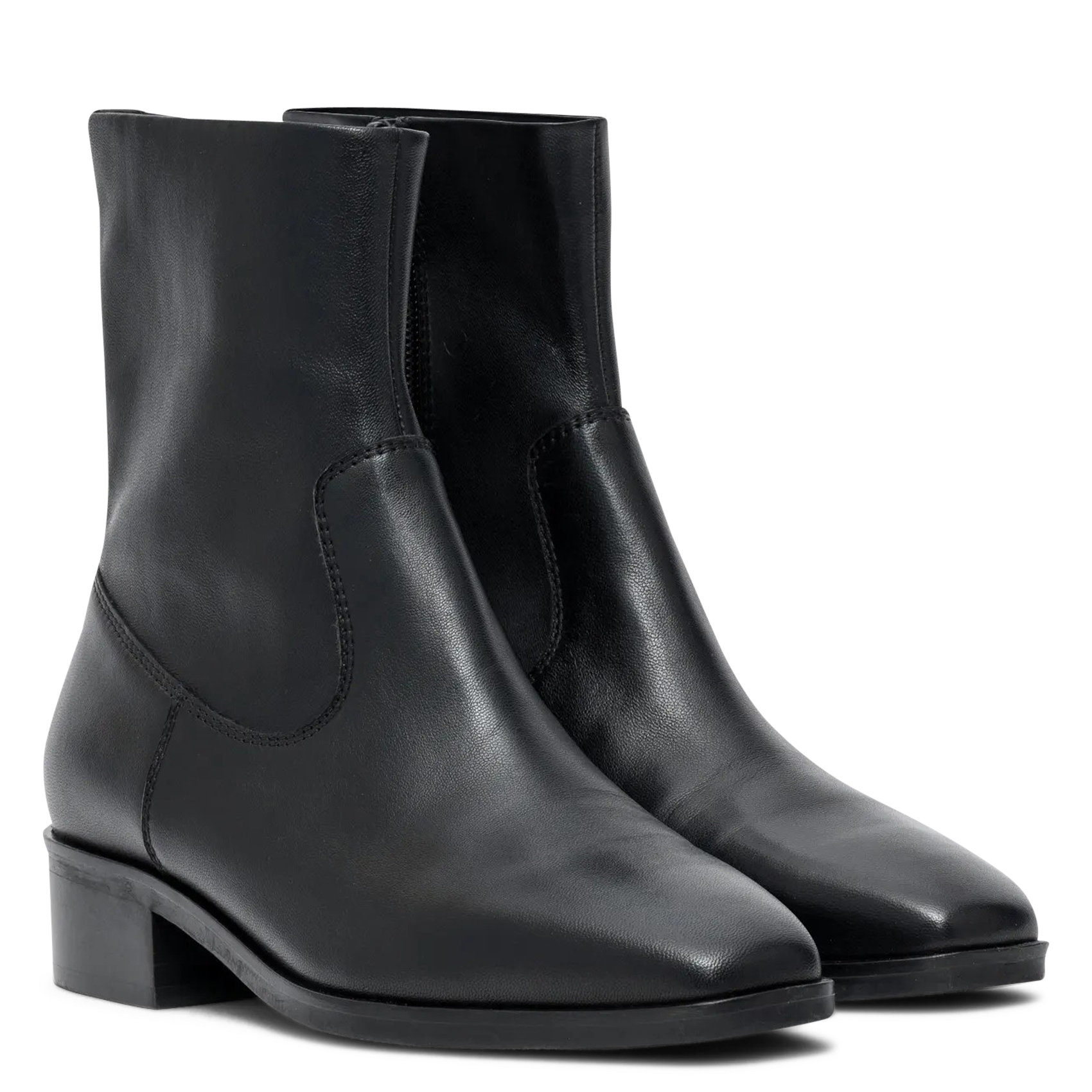 Plain smooth leather ankle boots BOCAGE Black
