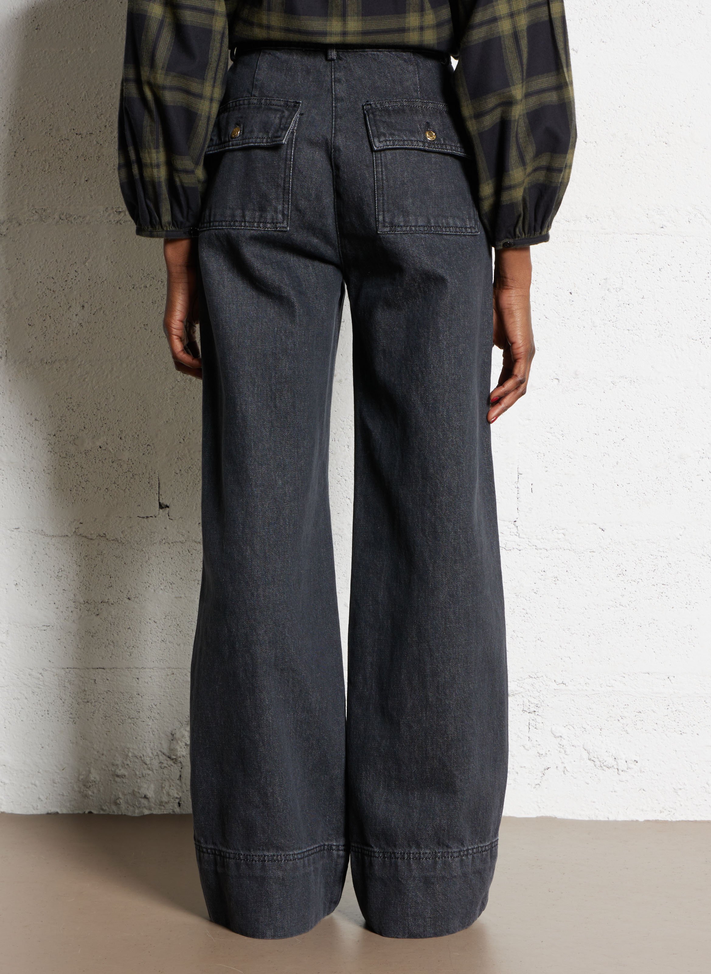 Jean large en coton DES PETITS HAUTS Noir