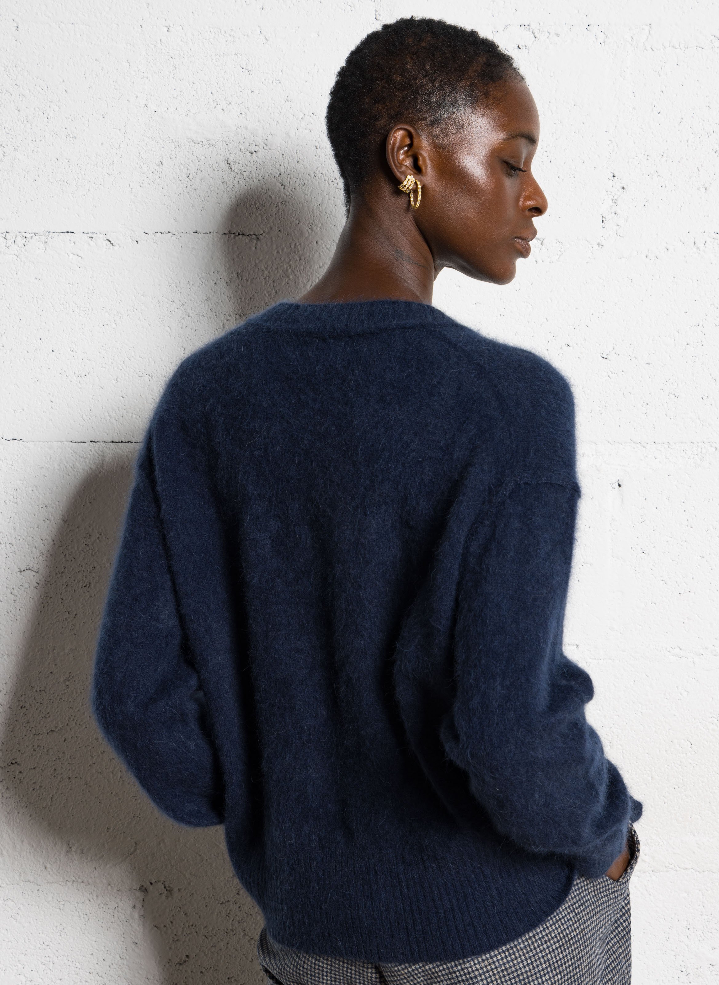 Abidjan wool round-neck sweater BELLA JONES Blue