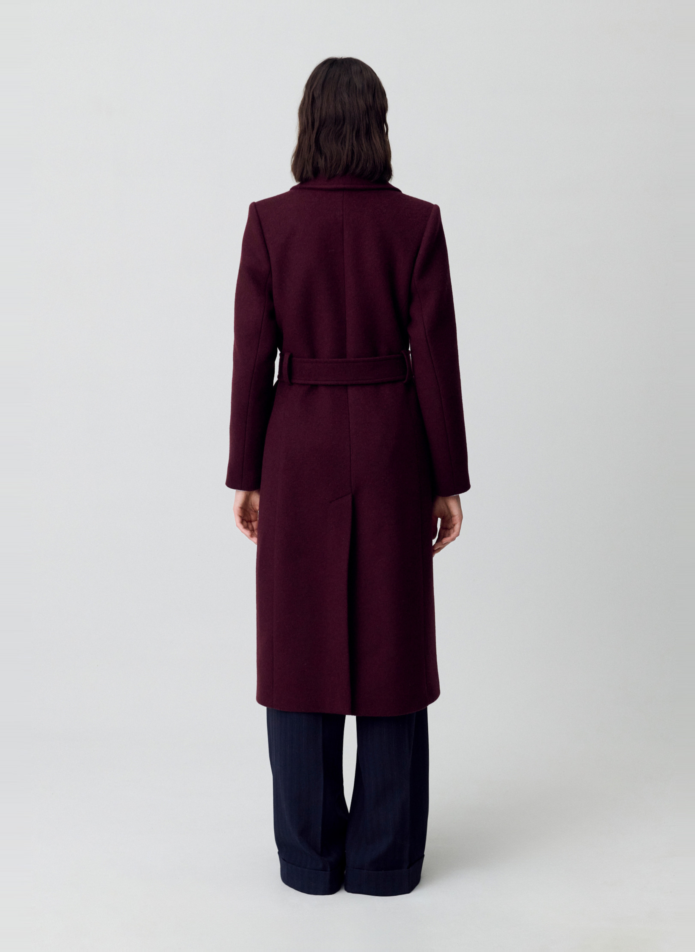 Manteau droit en laine mélangée CLAUDIE PIERLOT Rouge
