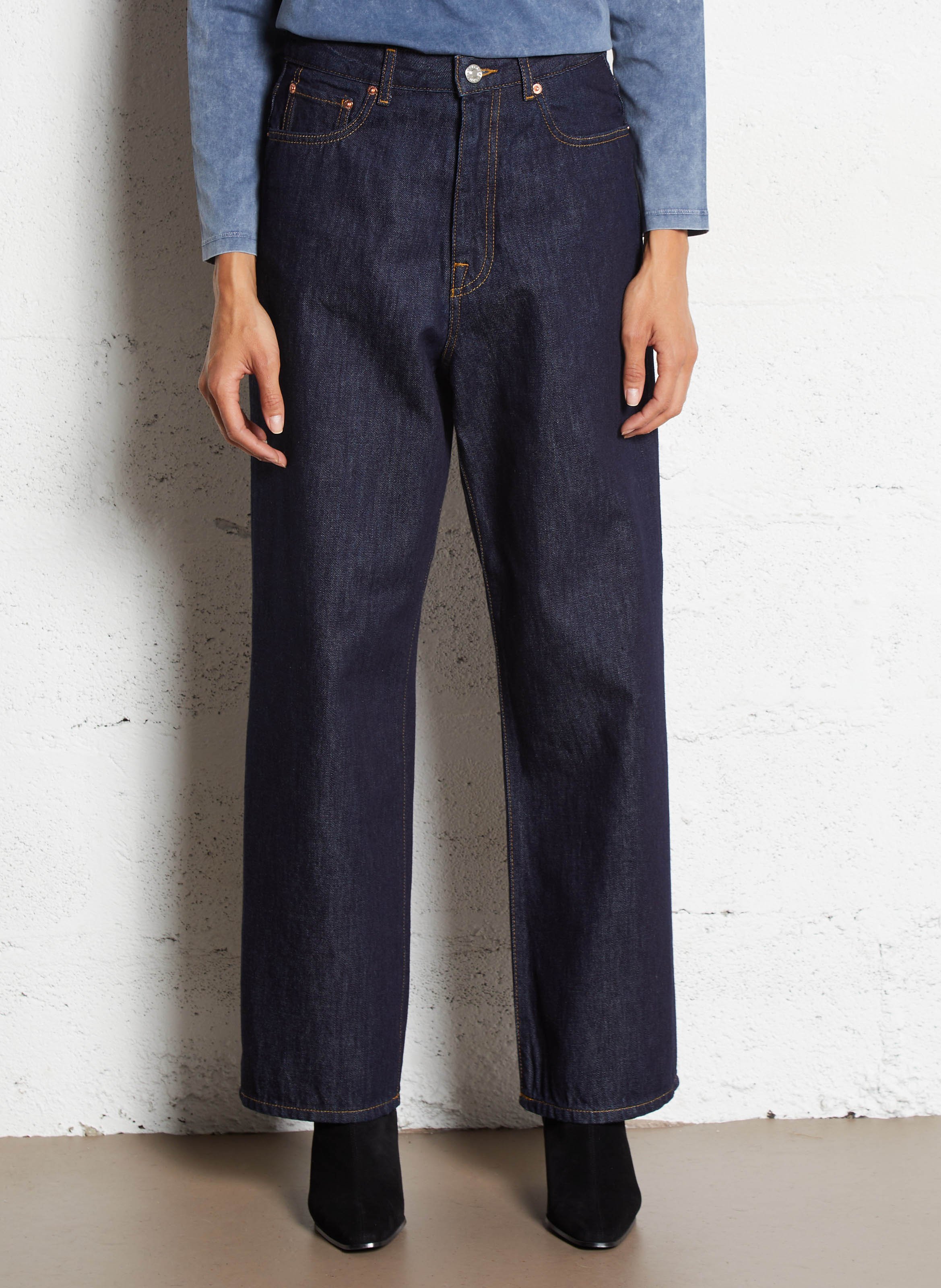 Jean droit taille haute en coton BELLEROSE Bleu