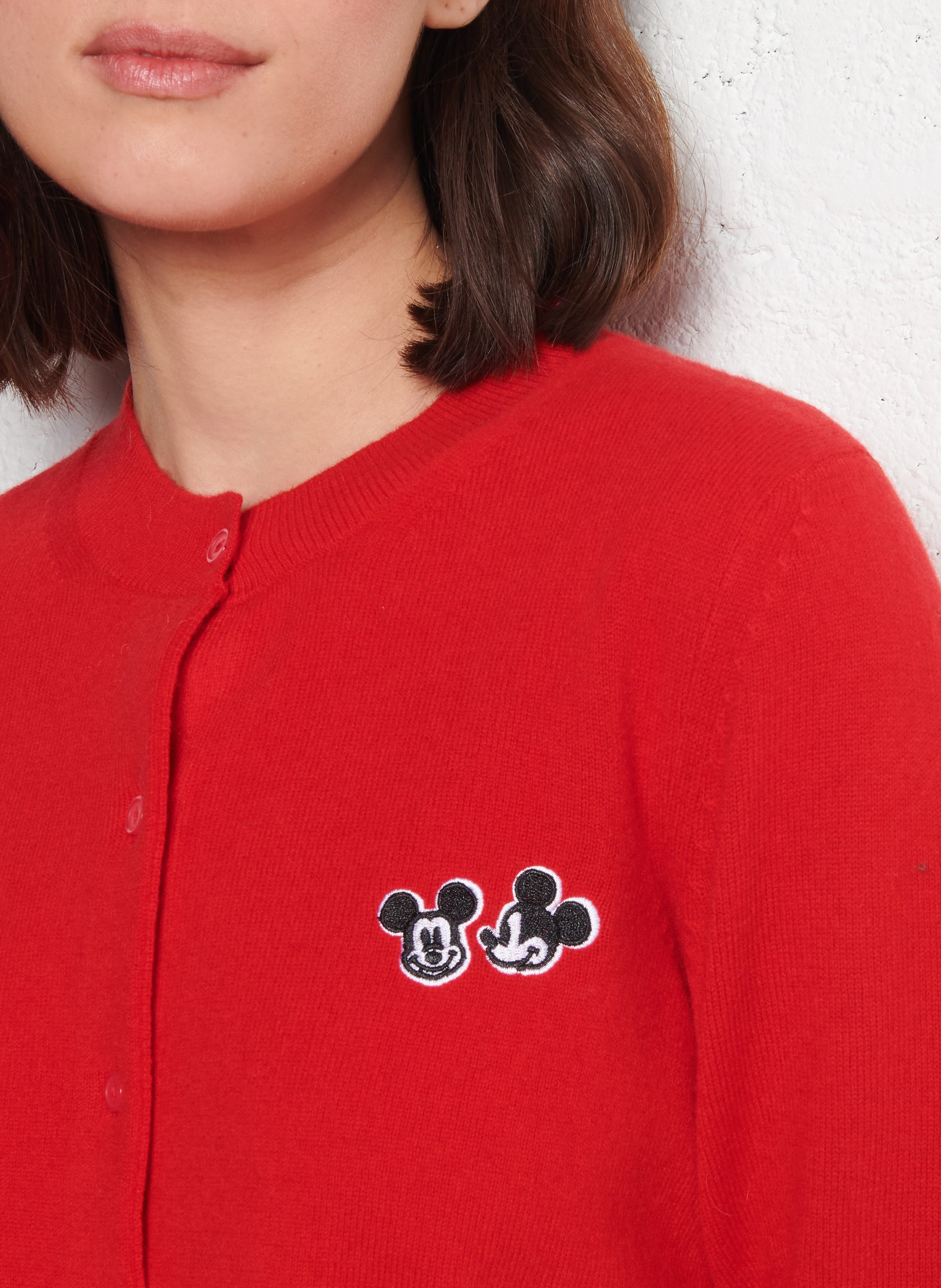 Strickjacke aus Wolle mit Rundhalsausschnitt BERENICE Rot