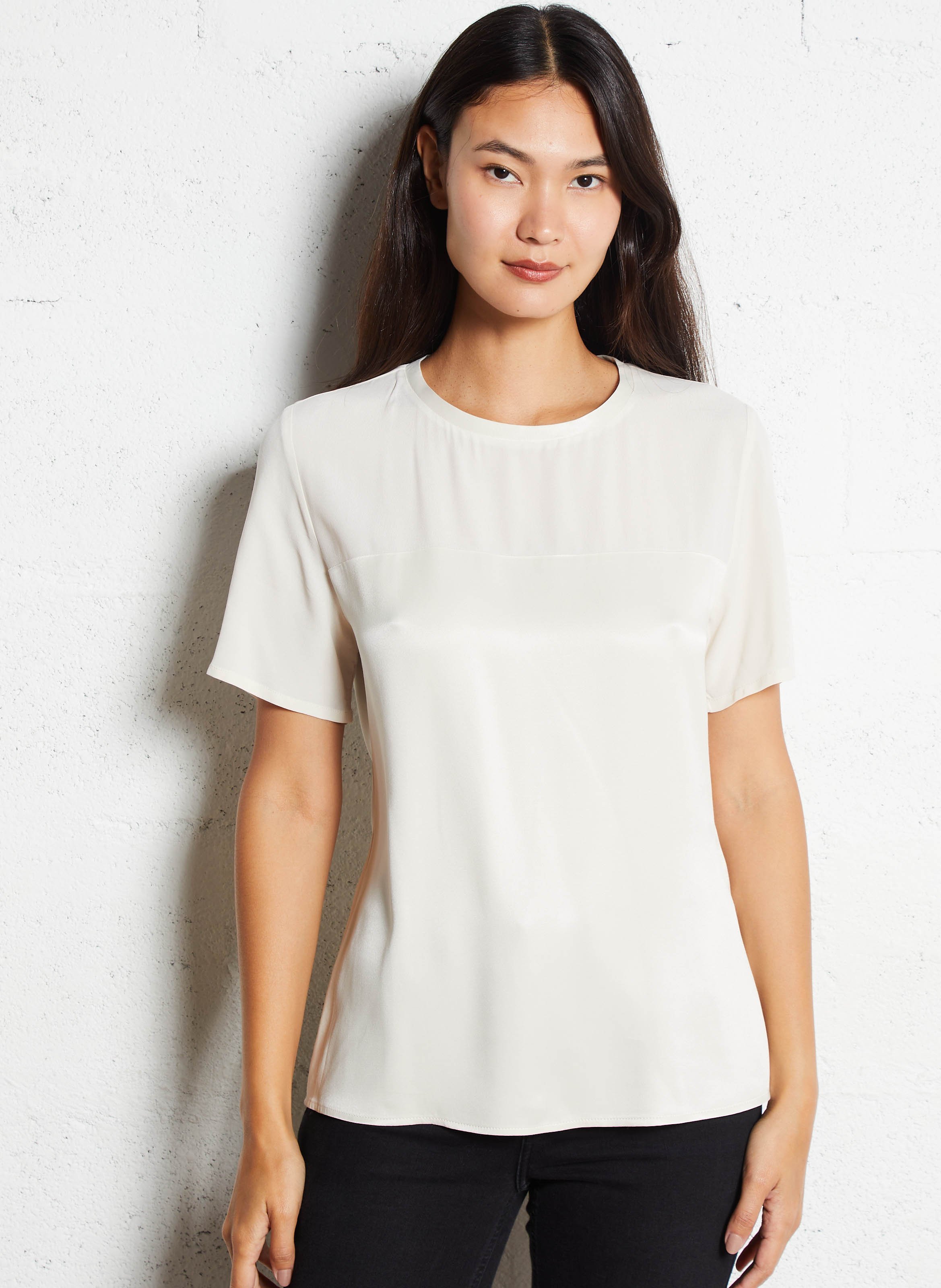 Damen T-Shirt mit kurzen Ärmeln in einfarbigem Fließgewebe LIU JO