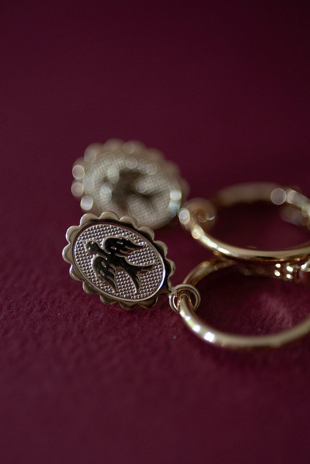 Mini gold-plated enameled dove hoop earrings MONSIEUR SIMONE Golden