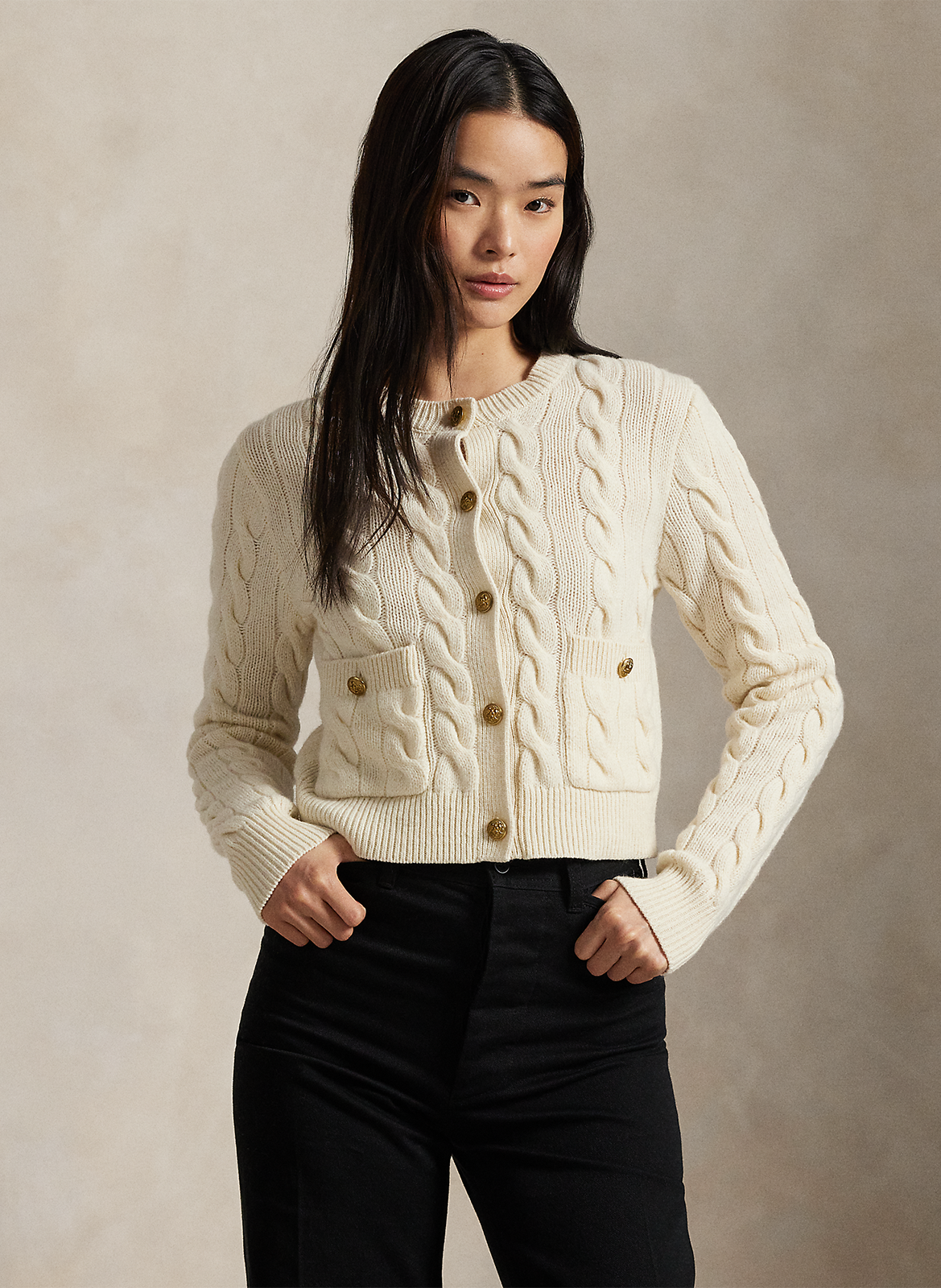 Gilet col rond en laine mélangée POLO RALPH LAUREN