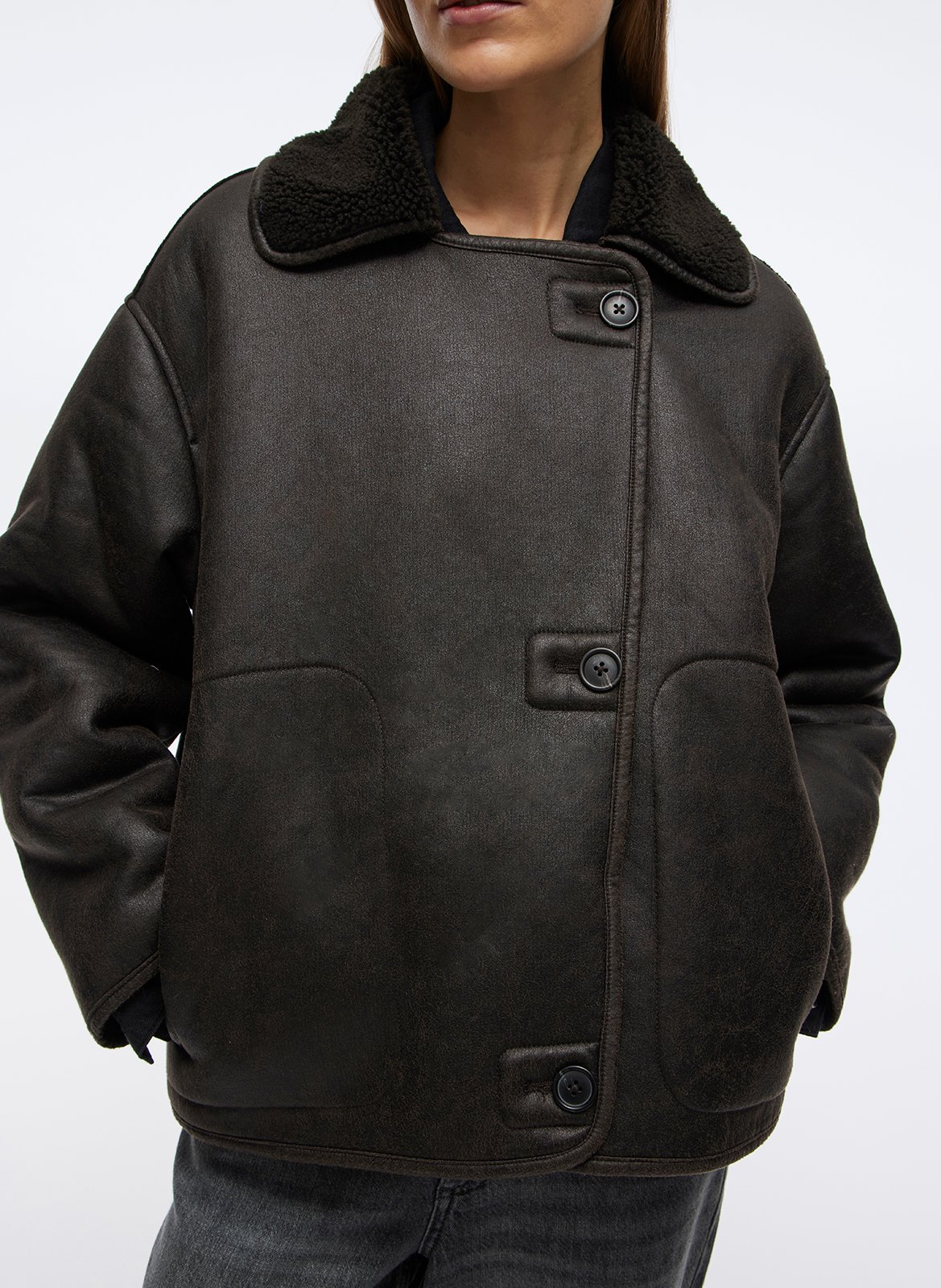 Coat with tailored collar VILA Brown