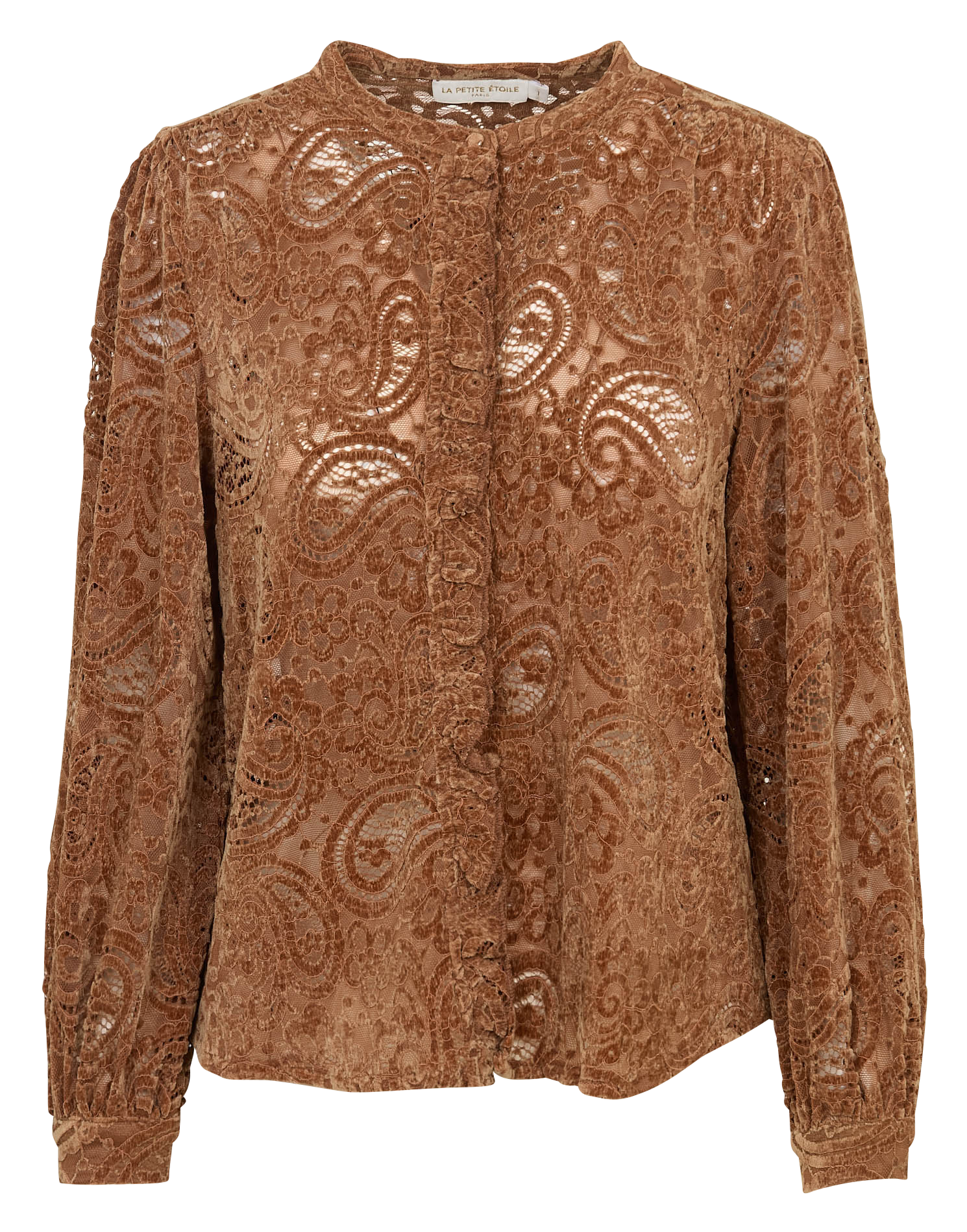 Straight round neck lace blouse LA PETITE ETOILE Brown