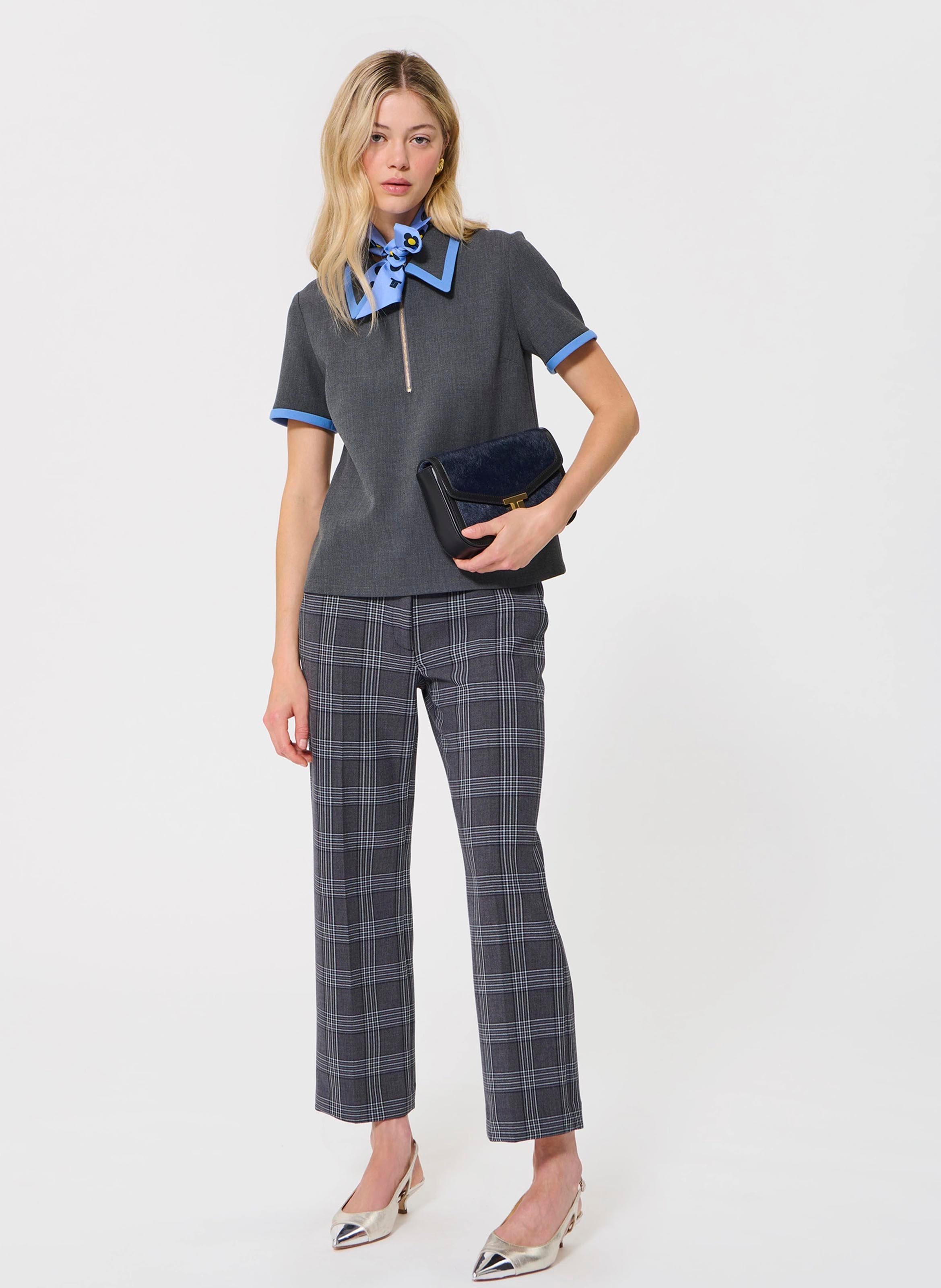 Straight fit classic collar polo TARA JARMON Grey