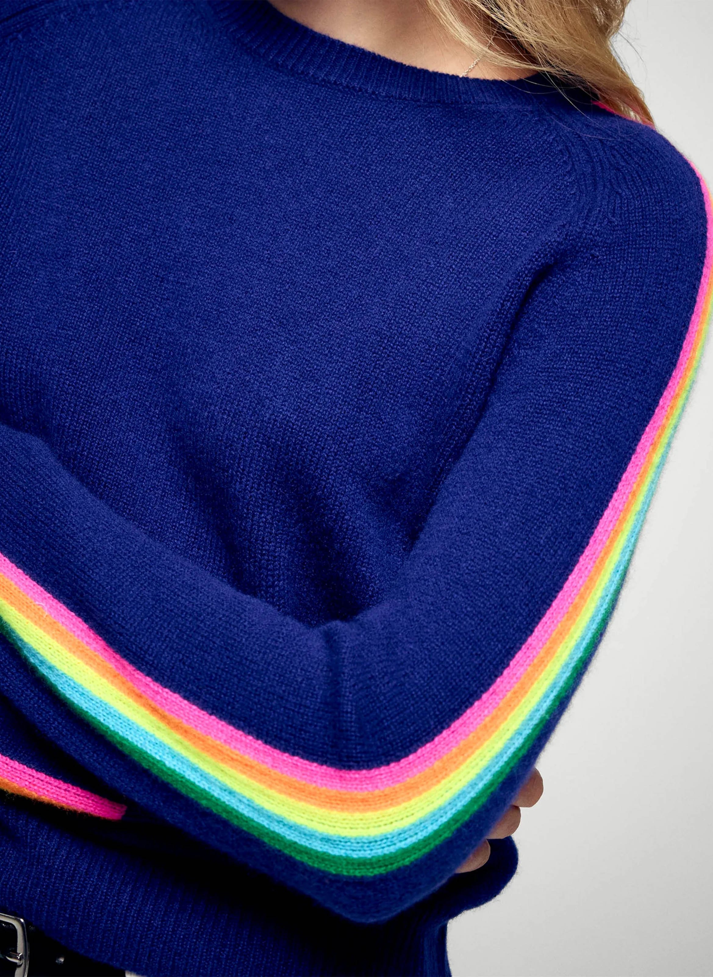 Pull oversize col rond en cachemire FROM FUTURE Bleu