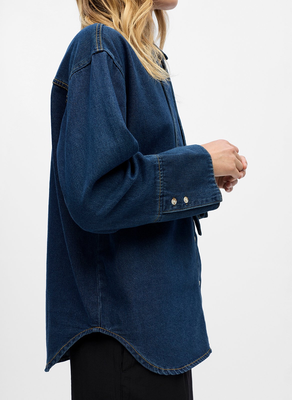 Chemise à cravate ample en denim OBJECT Bleu